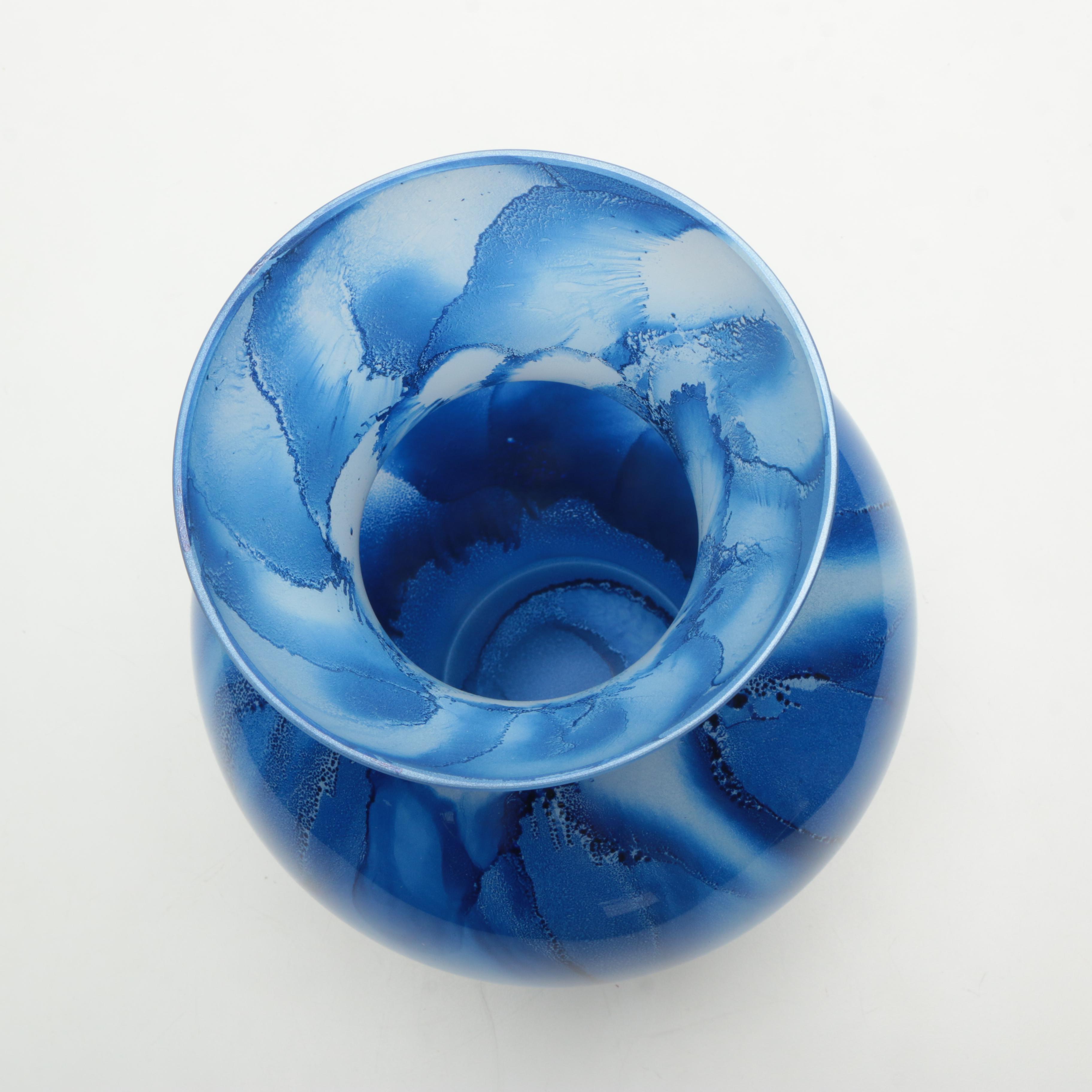 Blue and White Glass Vase