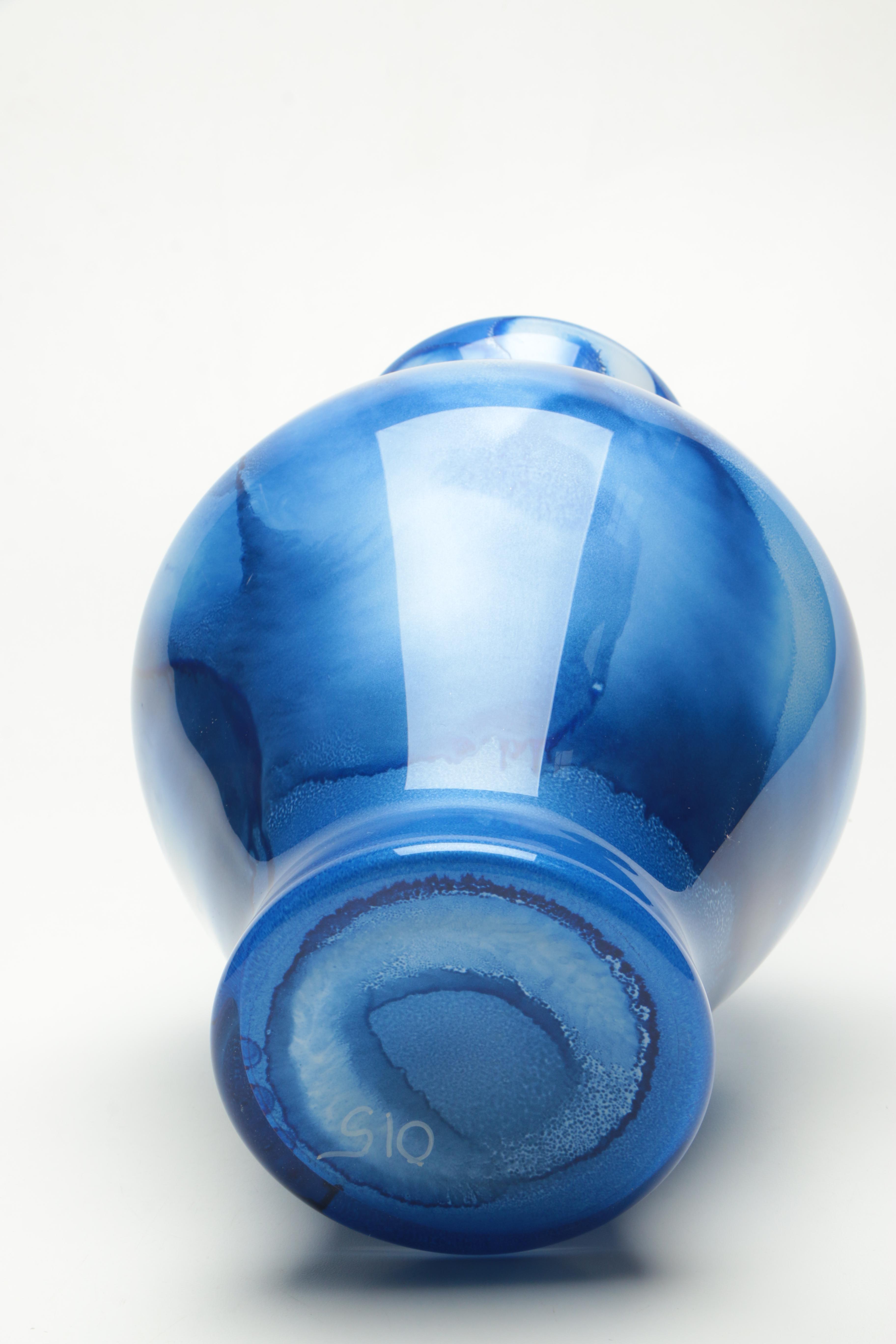 Blue and White Glass Vase