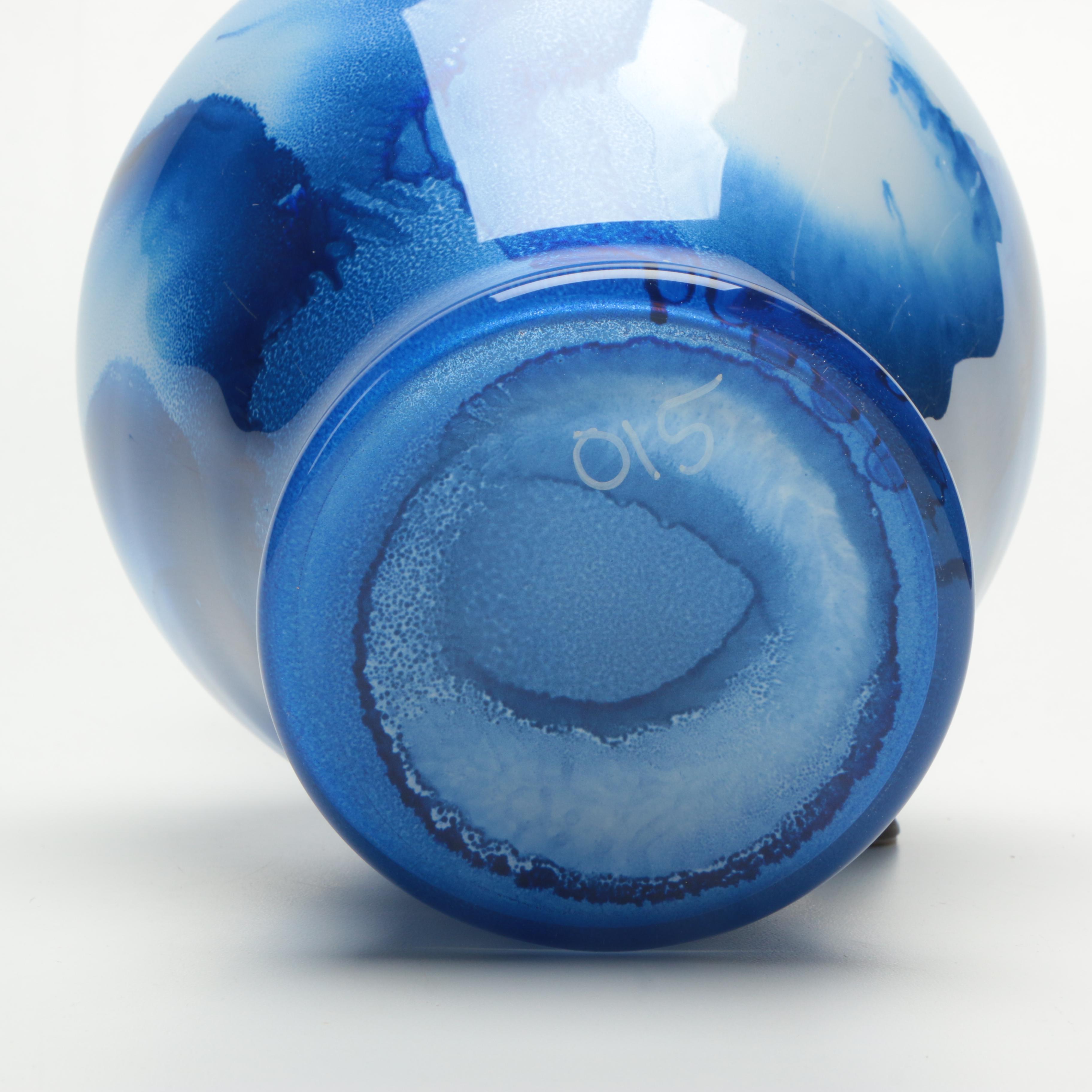 Blue and White Glass Vase