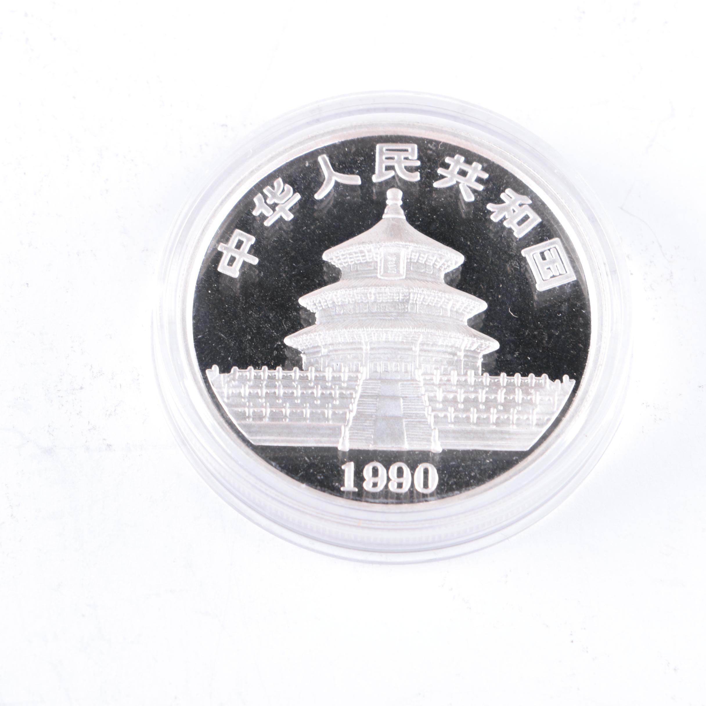 1990 Ten Yuan China .999 Silver Large Panda Coin