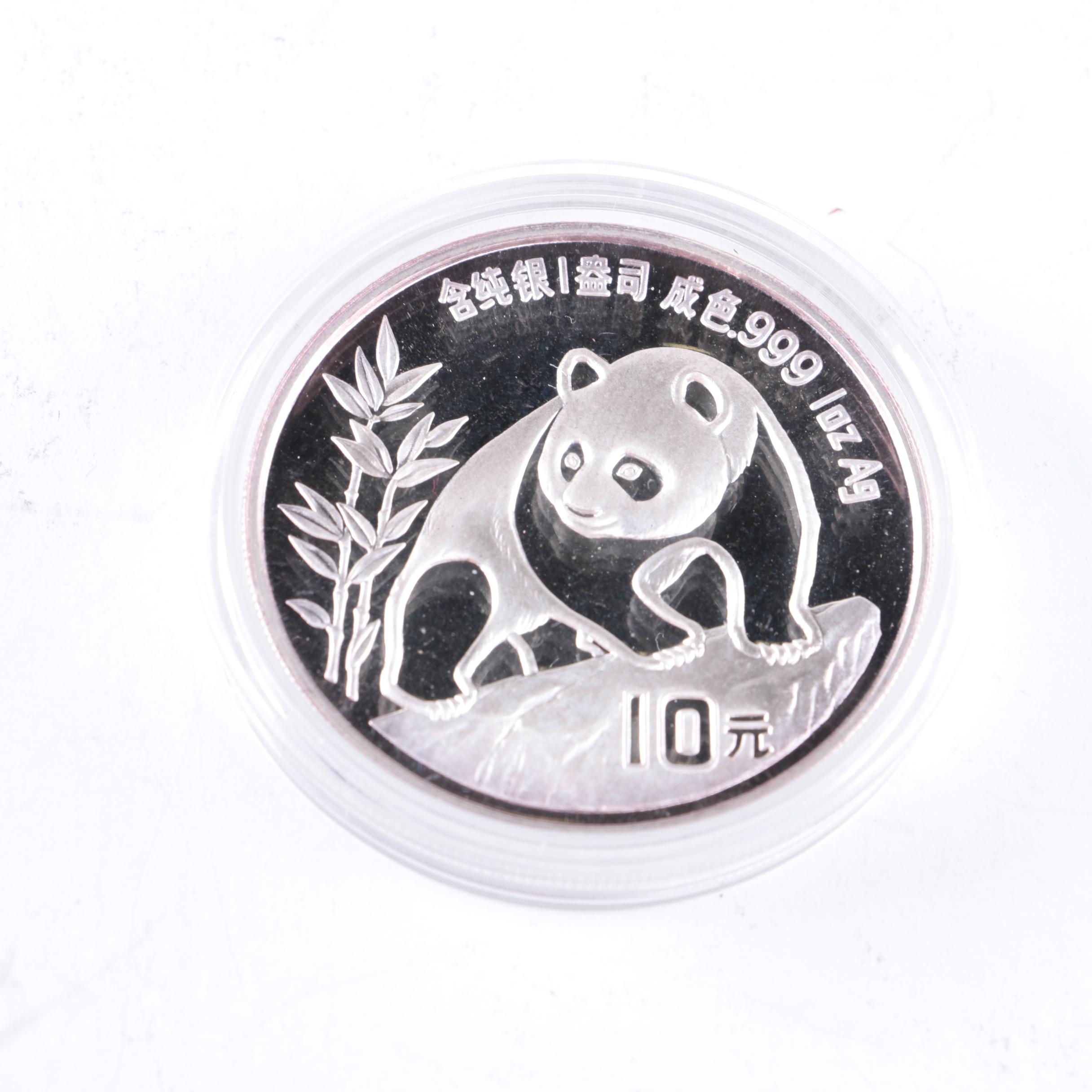 1990 Ten Yuan China .999 Silver Large Panda Coin