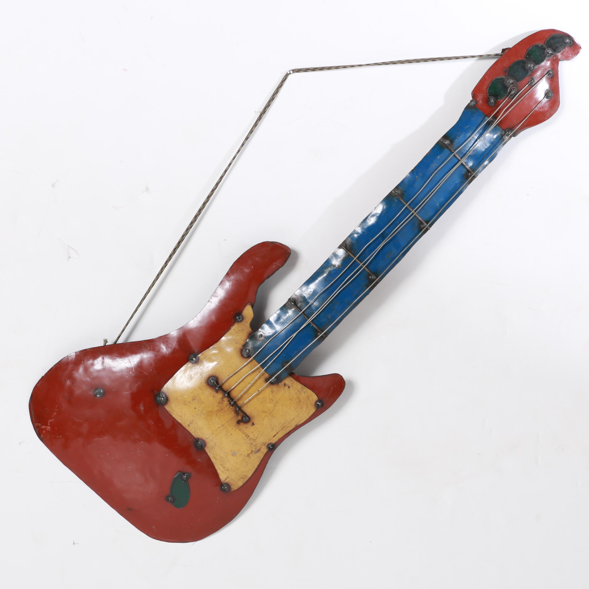 Electric Guitar Folk Art Metal Wall Hanging