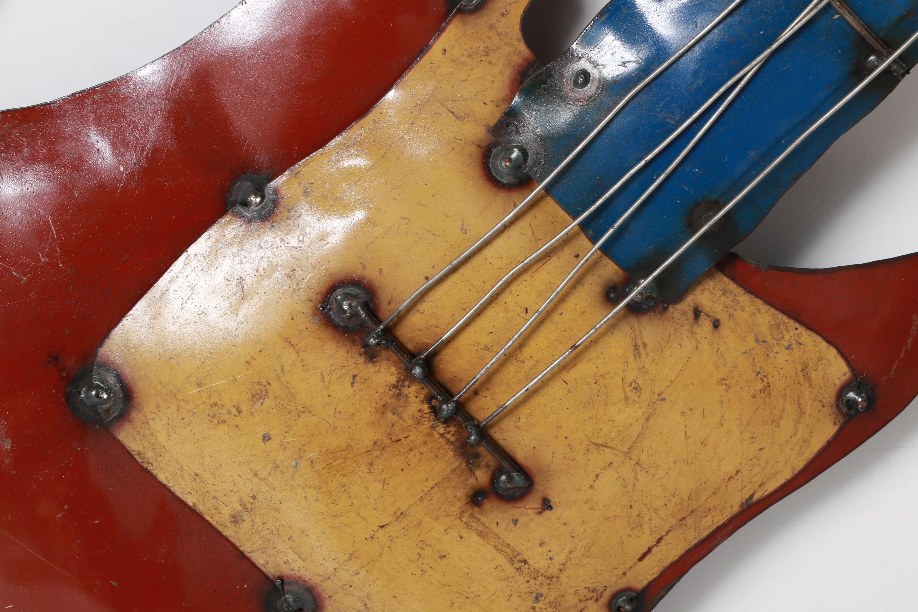 Electric Guitar Folk Art Metal Wall Hanging