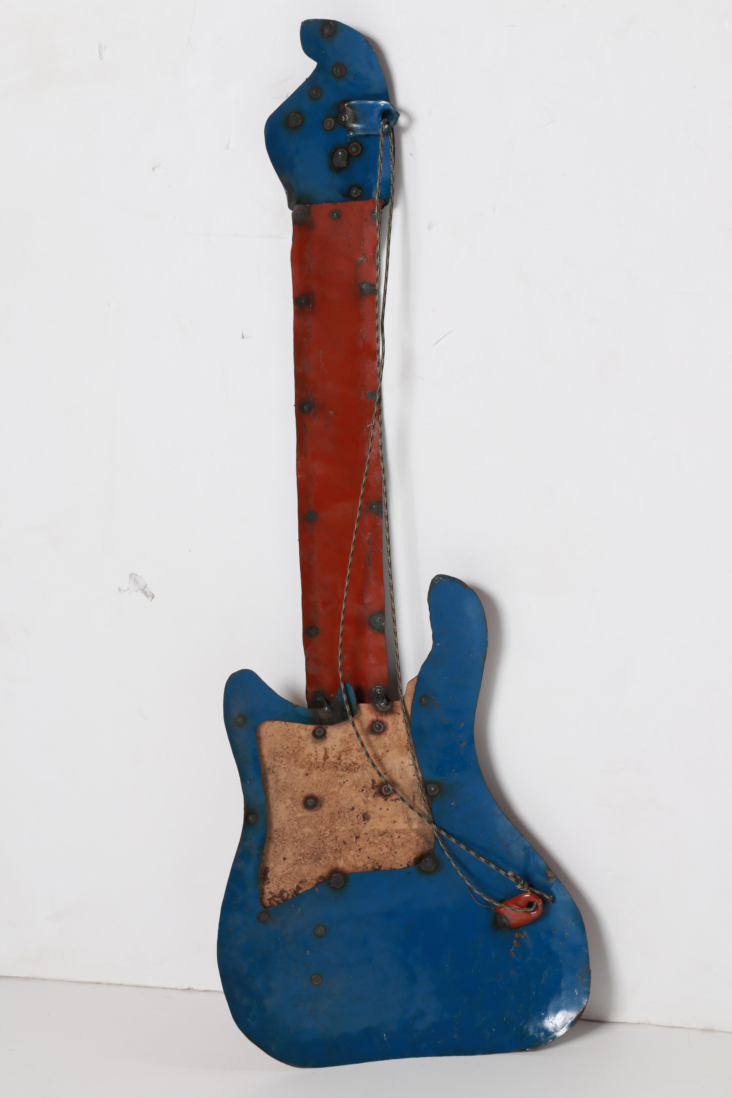 Electric Guitar Folk Art Metal Wall Hanging