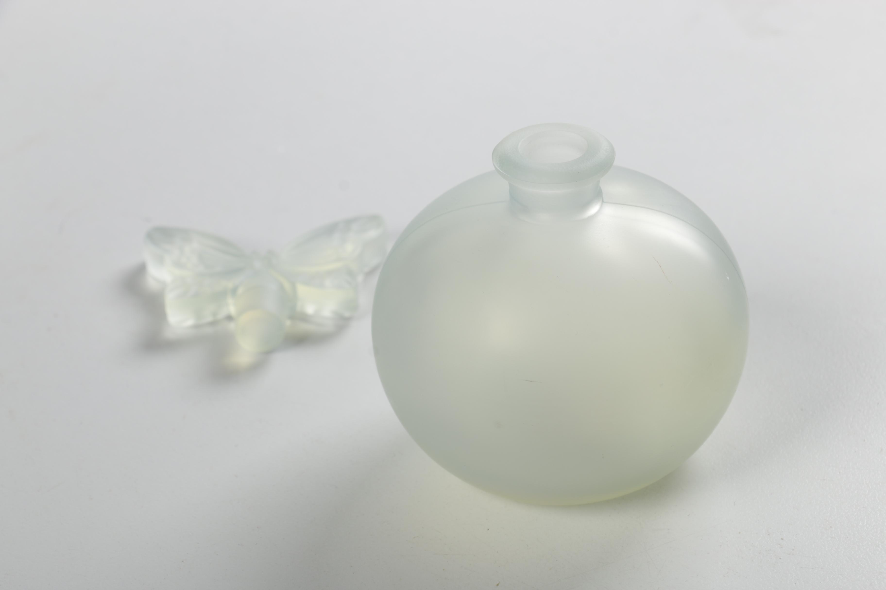 Vintage Chamart France Opalescent Glass Perfume Bottle with Butterfly Stopper