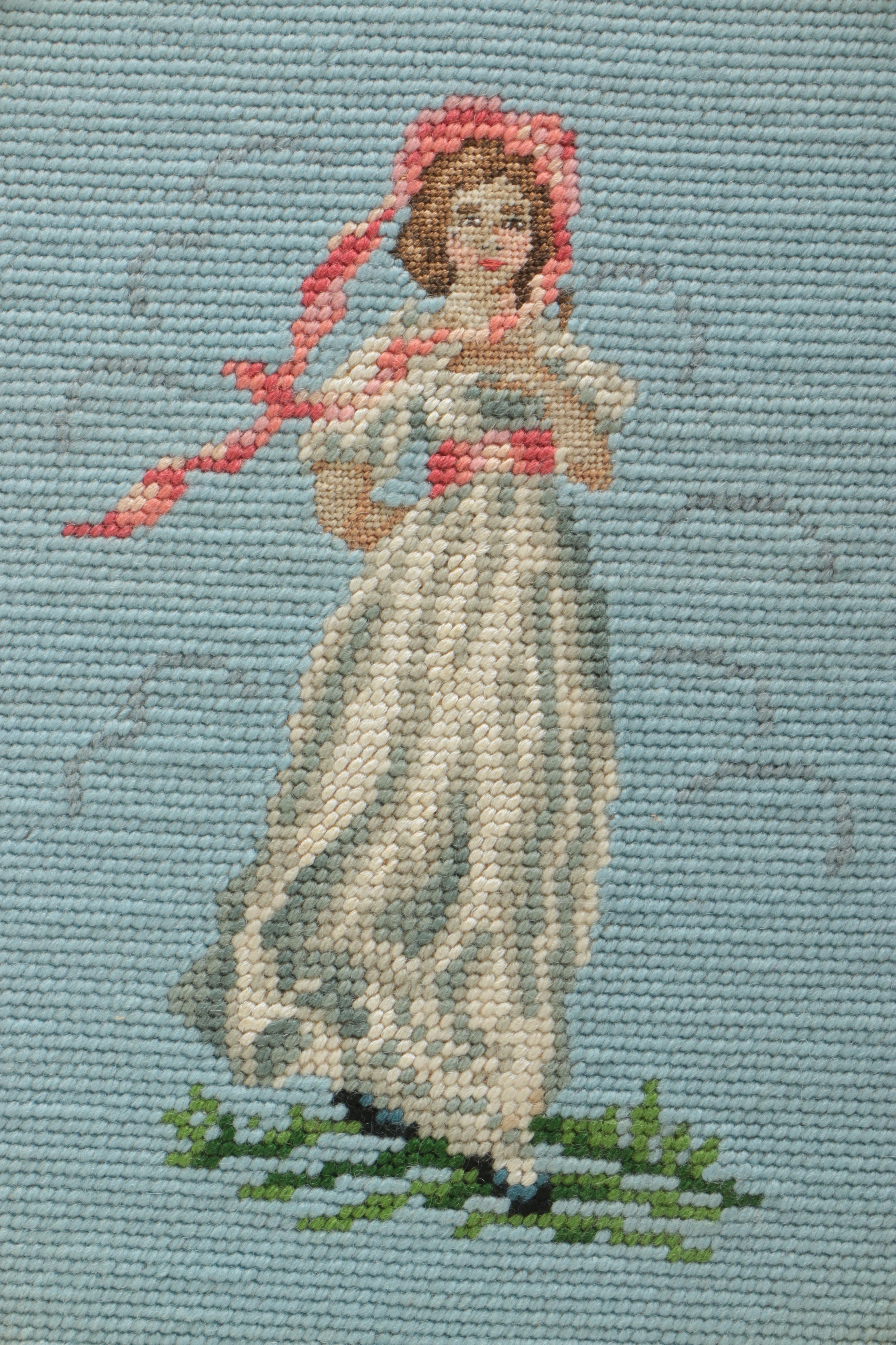 Needlepoint Embroideries of 19th Century Style Man and Woman
