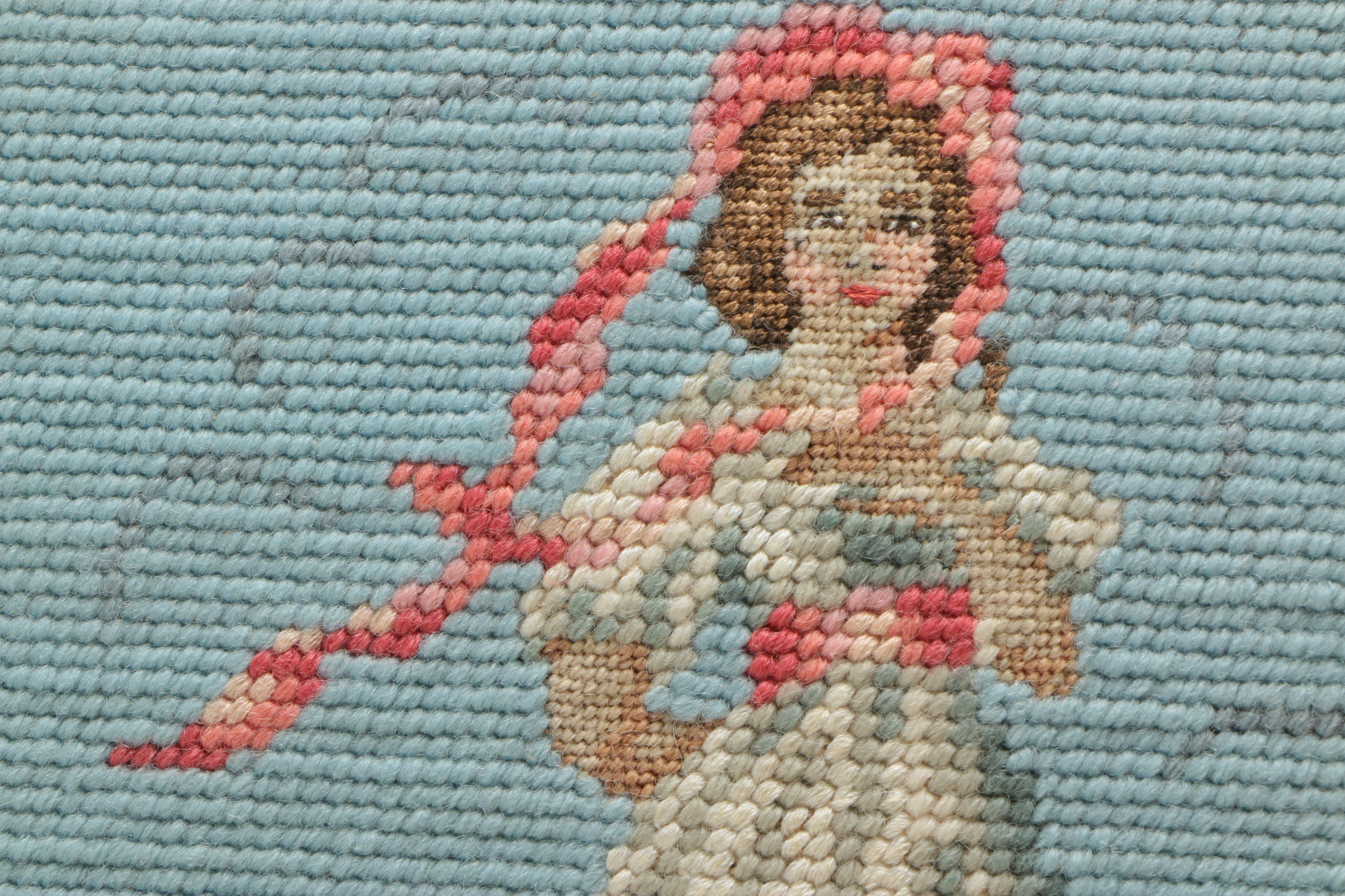Needlepoint Embroideries of 19th Century Style Man and Woman