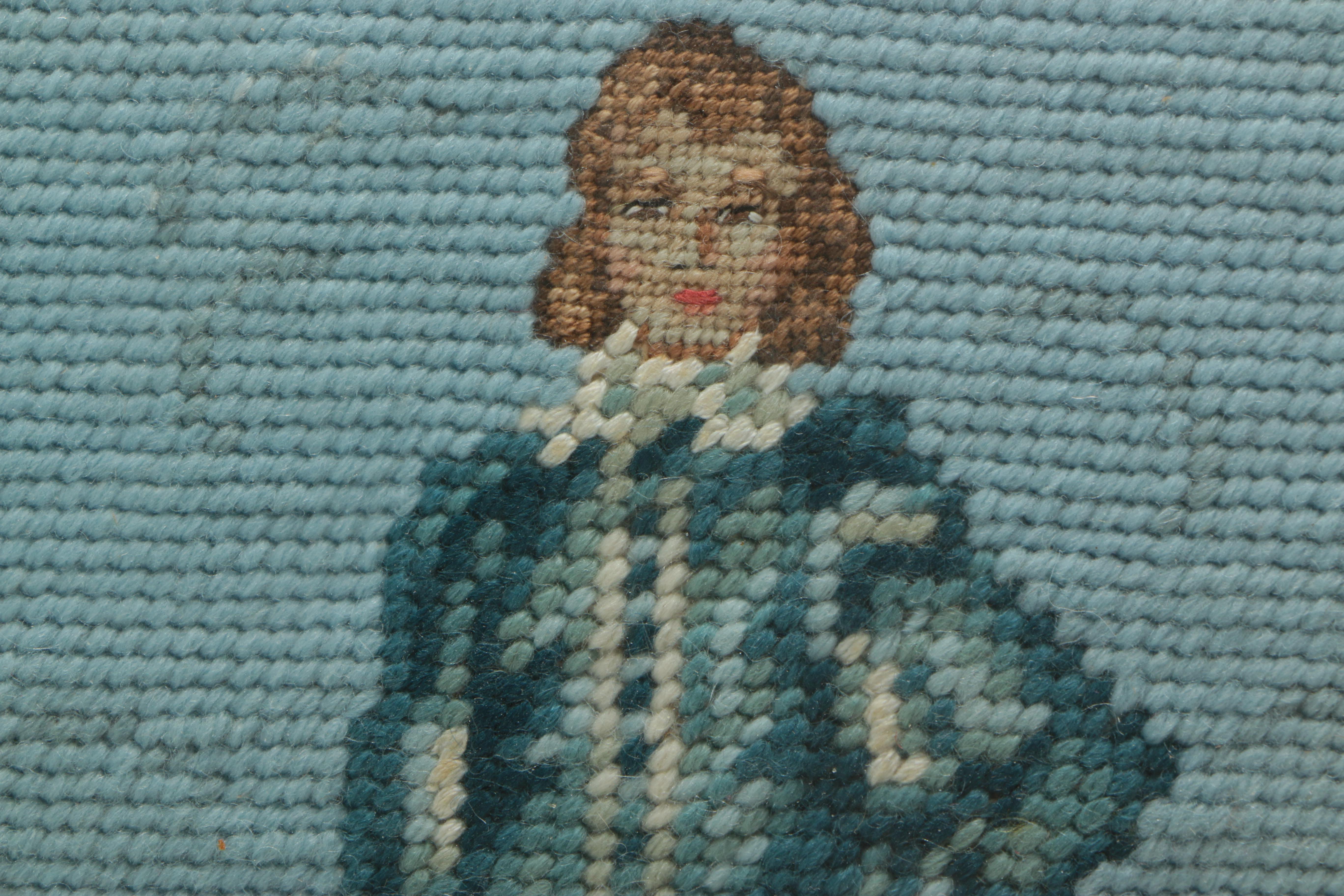 Needlepoint Embroideries of 19th Century Style Man and Woman