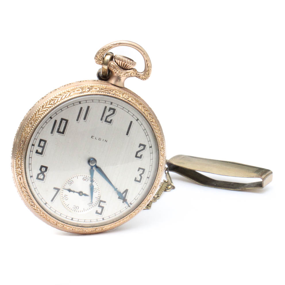 Circa 1927 10K Yellow Gold Filled Elgin Pocket Watch