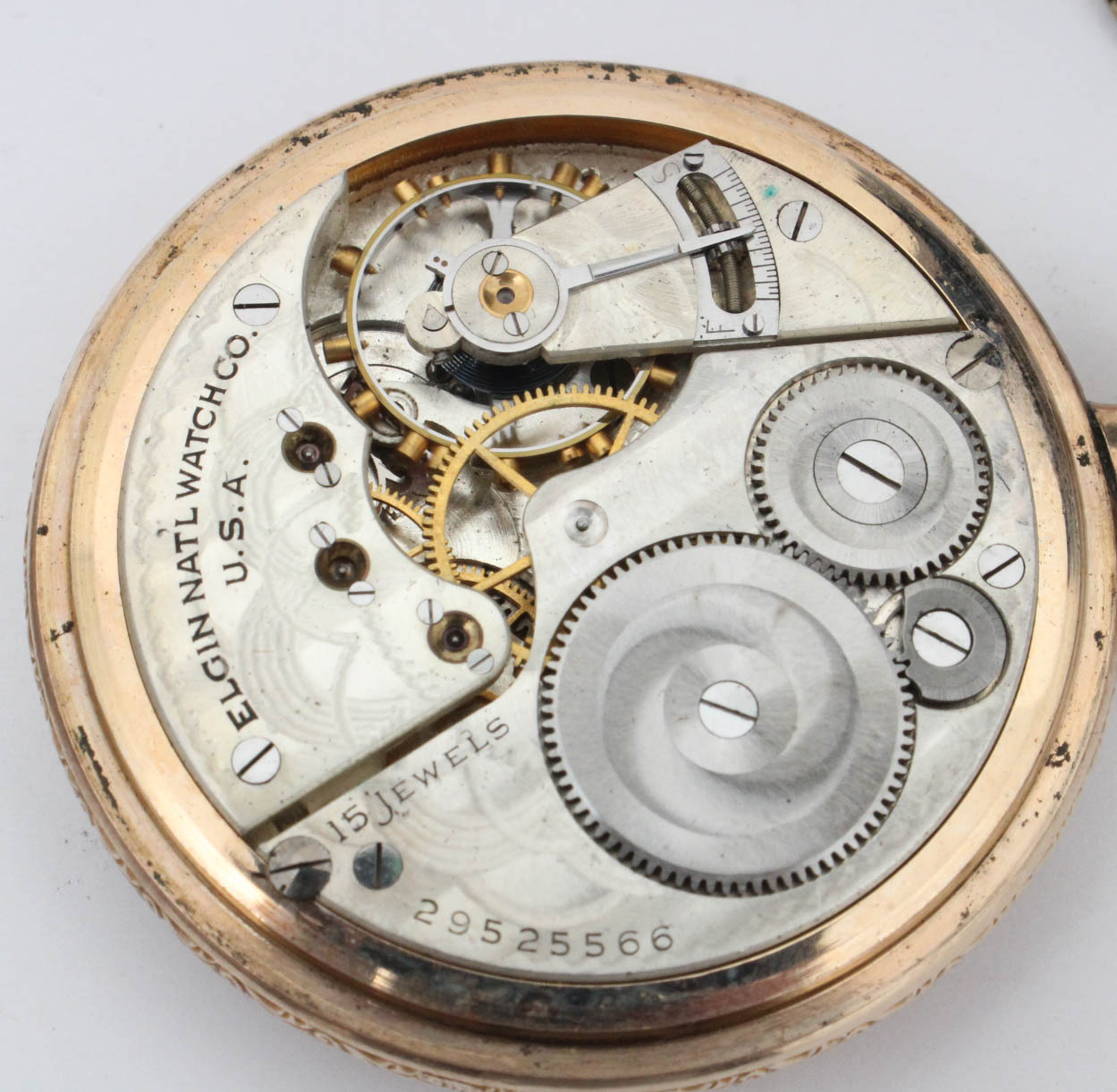 Circa 1927 10K Yellow Gold Filled Elgin Pocket Watch