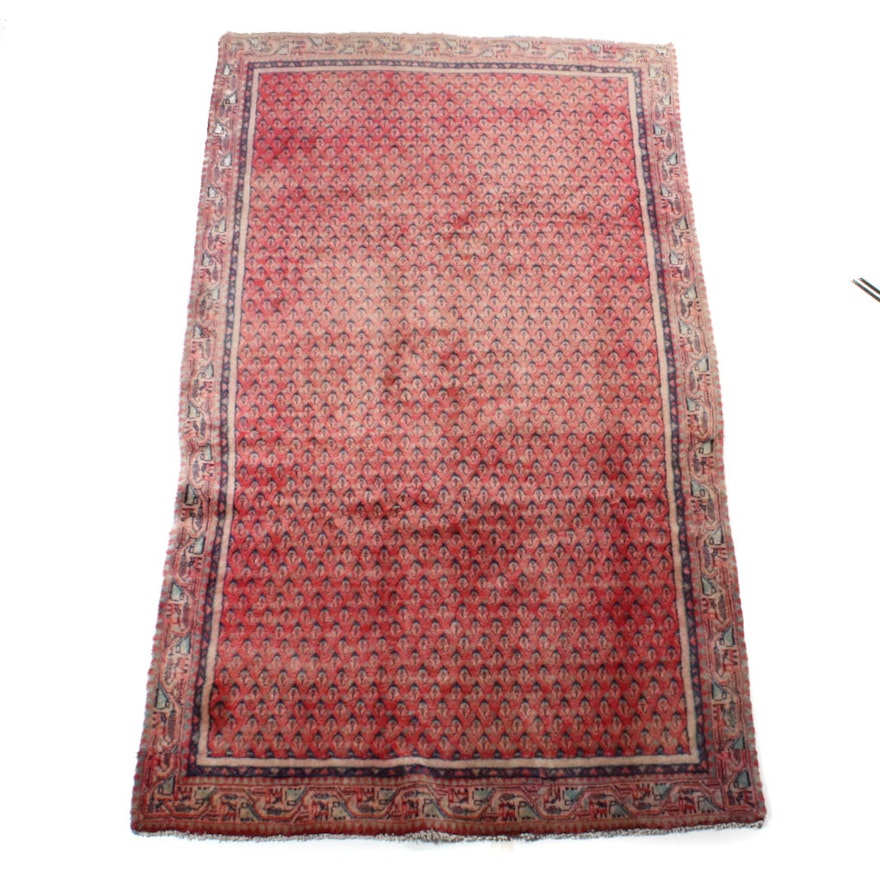 Semi-Antique Hand-Knotted Persian Mir Sarouk Area Rug