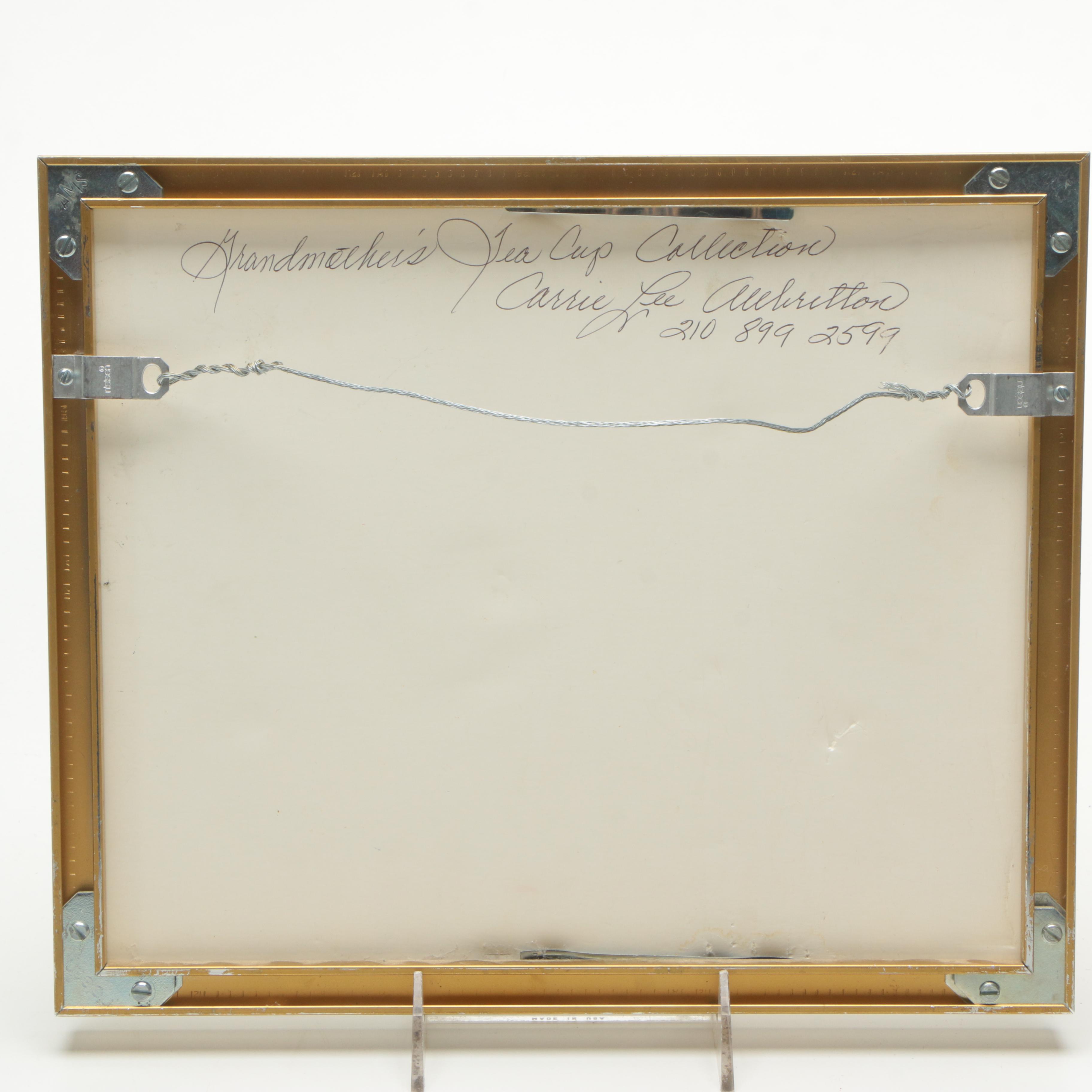 Carrie Lee Allbritton Watercolor Painting "Grandmother's Tea Cup Collection"