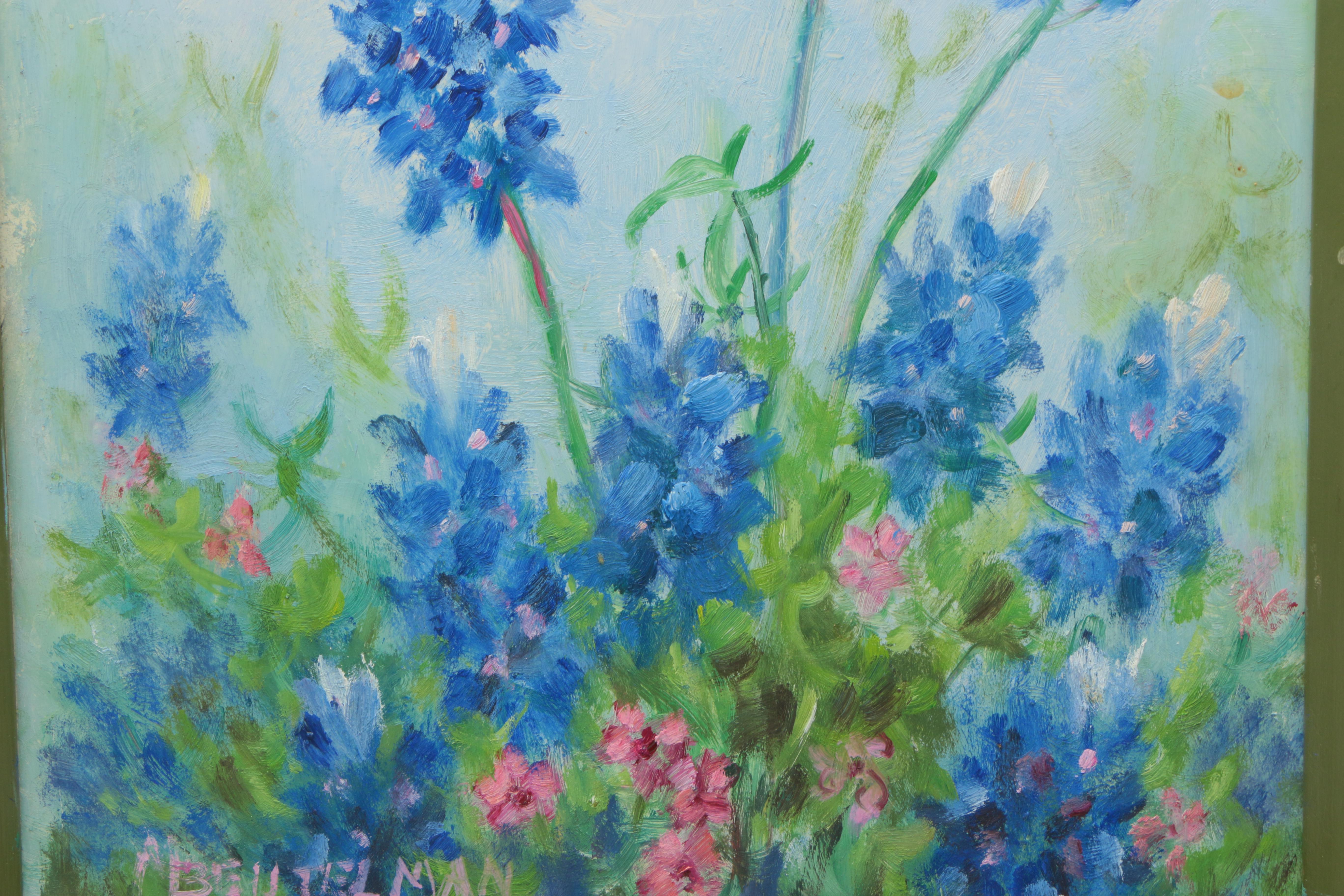 Oil Painting of Butterfly and Flowers