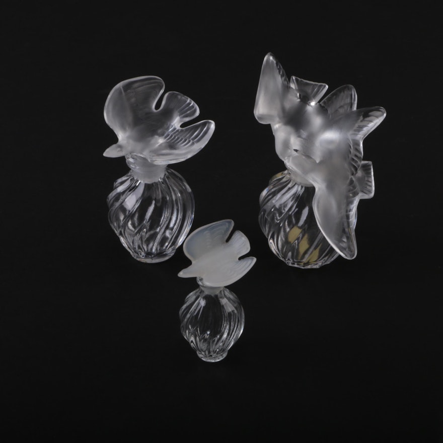 Collection of  Lalique Dove Perfume Bottles