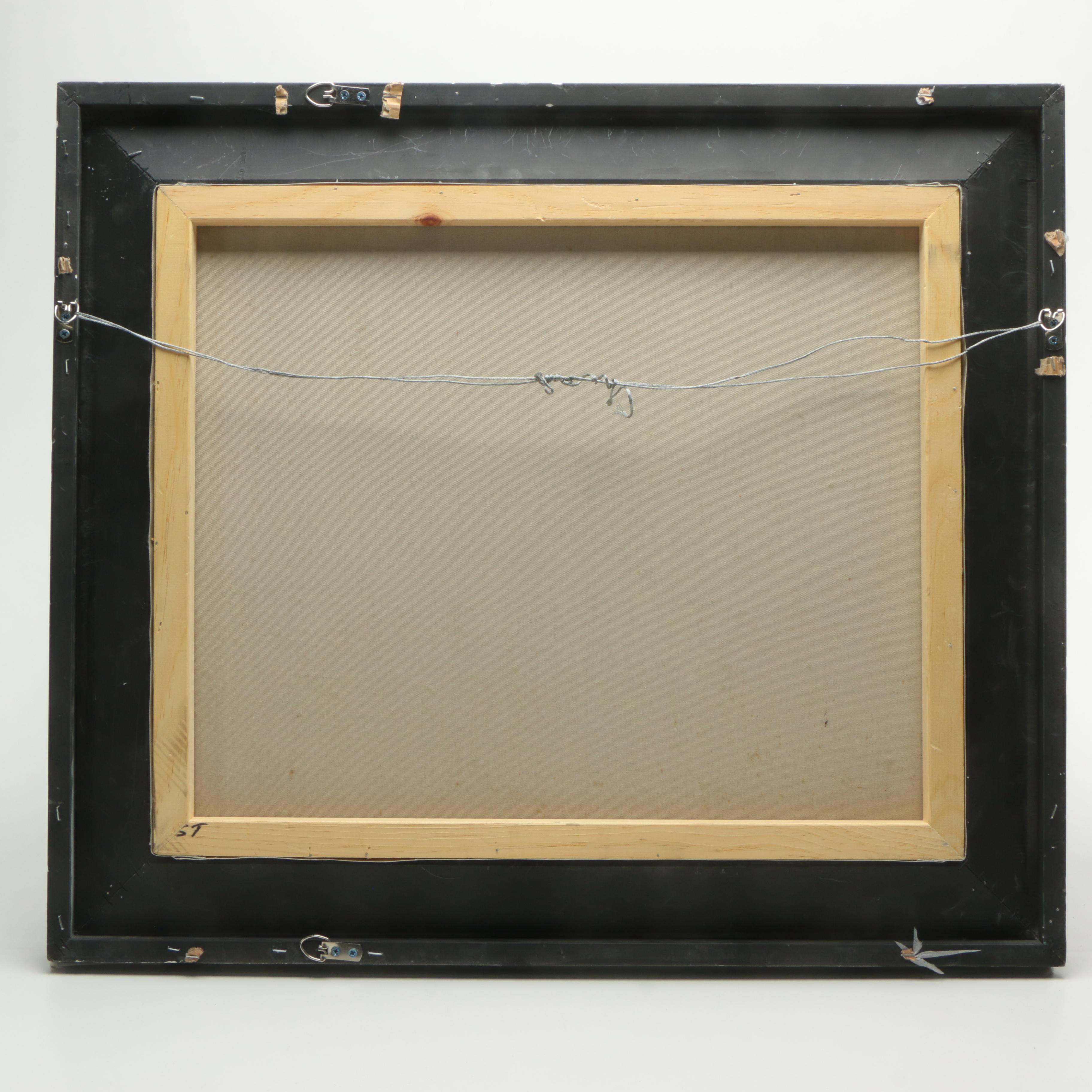 Oil Painting of a European Street at Dusk