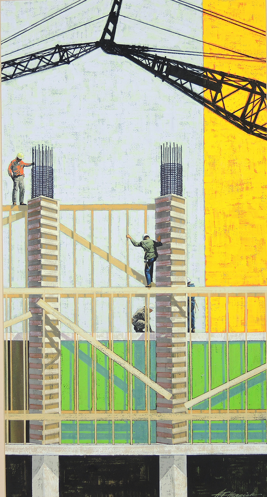 Original Mixed Media Herrick Industrial Scene