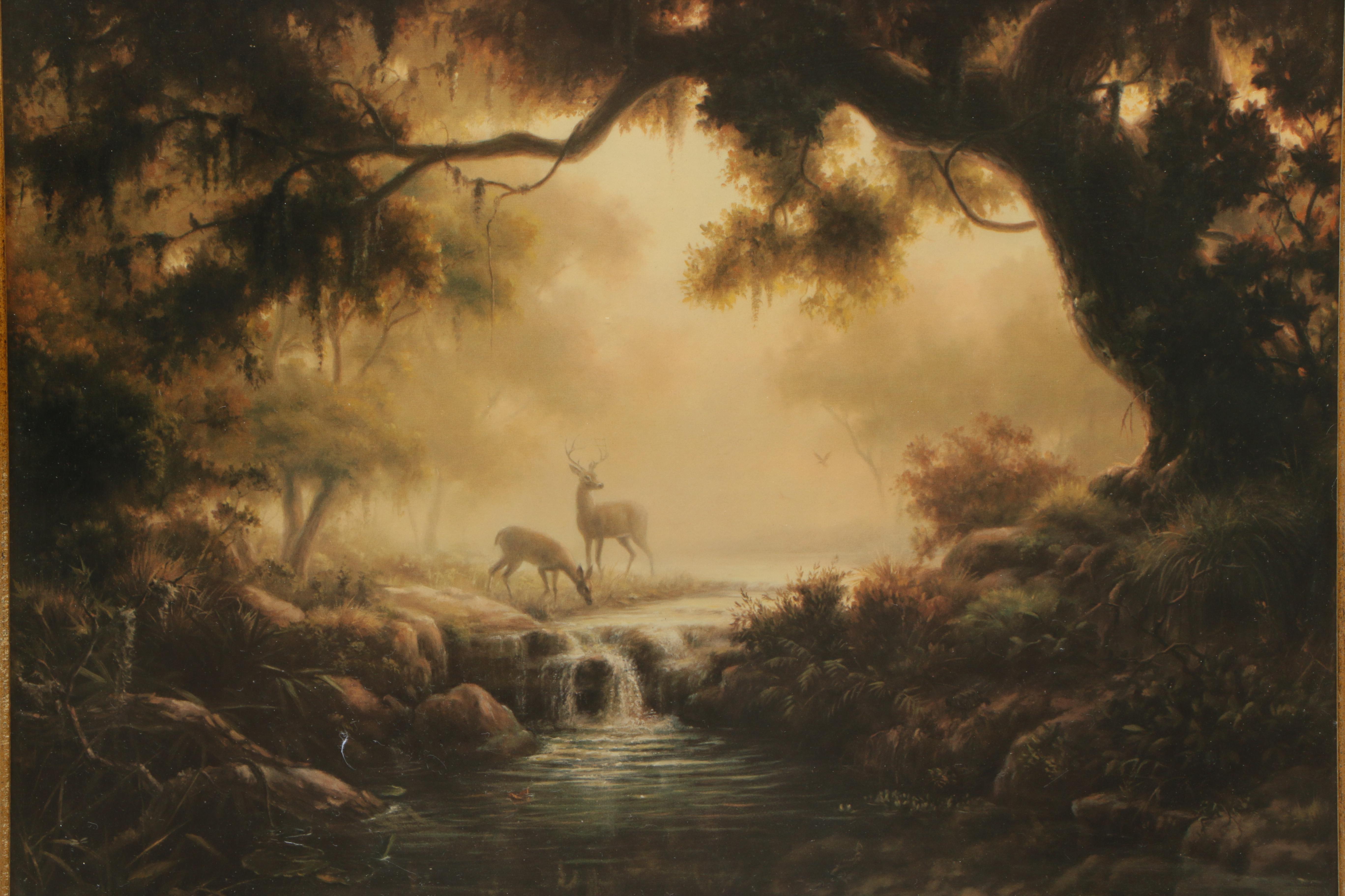 Offset Lithograph After Dalhart Windberg "Woodland Reflections"