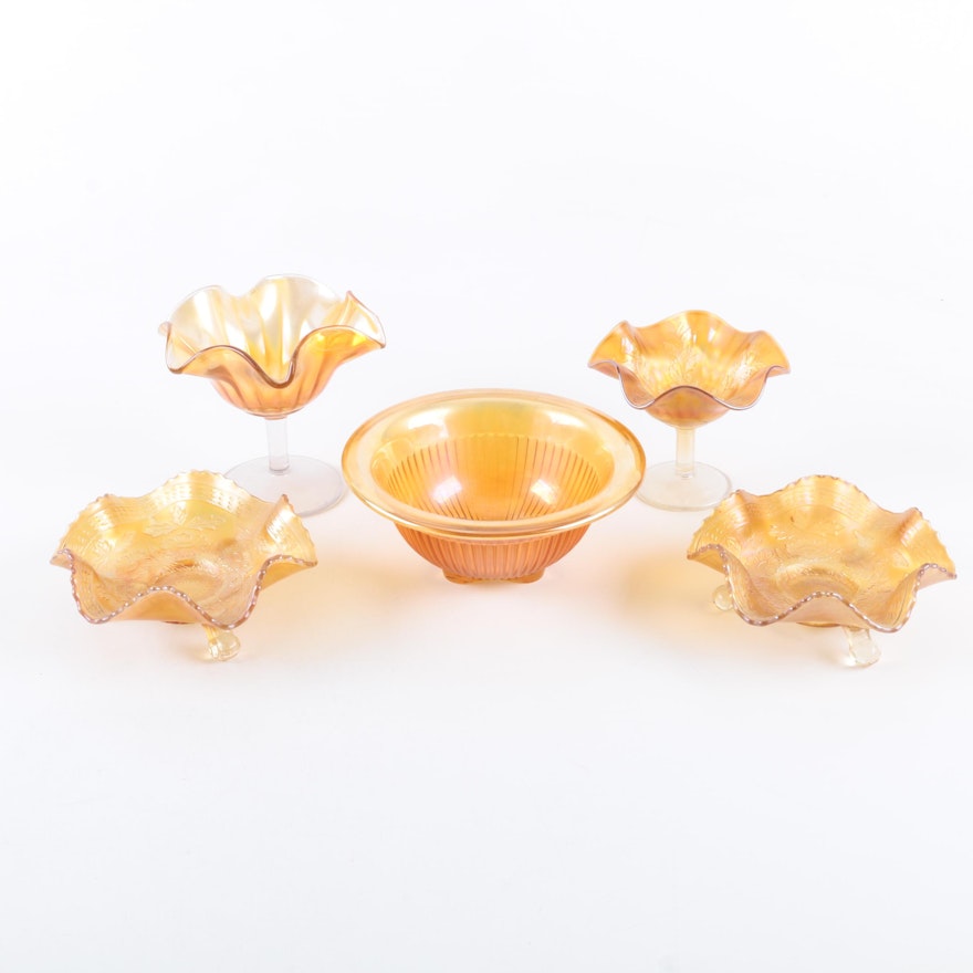 Decorative Orange Depression Glass Bowls