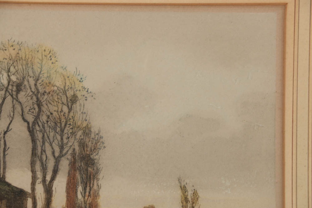 G. W. Doris Etching and Aquatint on Paper Countryside Architectural Landscape