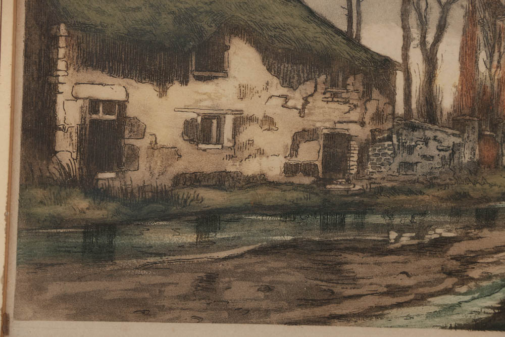 G. W. Doris Etching and Aquatint on Paper Countryside Architectural Landscape