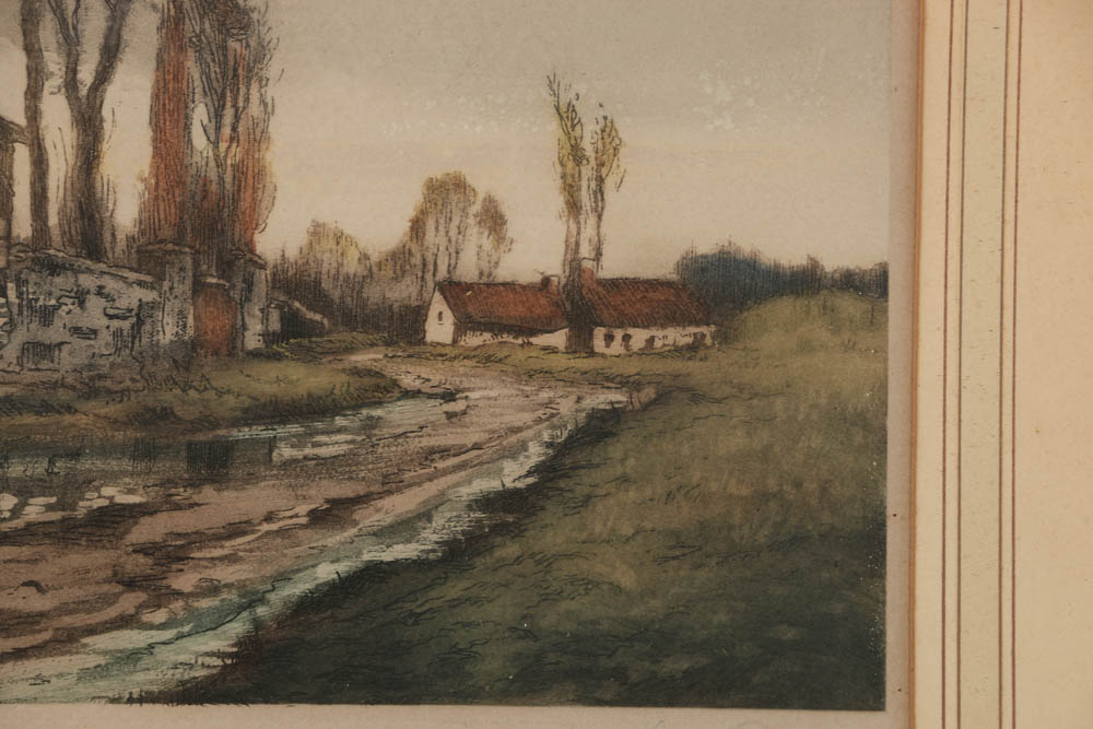 G. W. Doris Etching and Aquatint on Paper Countryside Architectural Landscape
