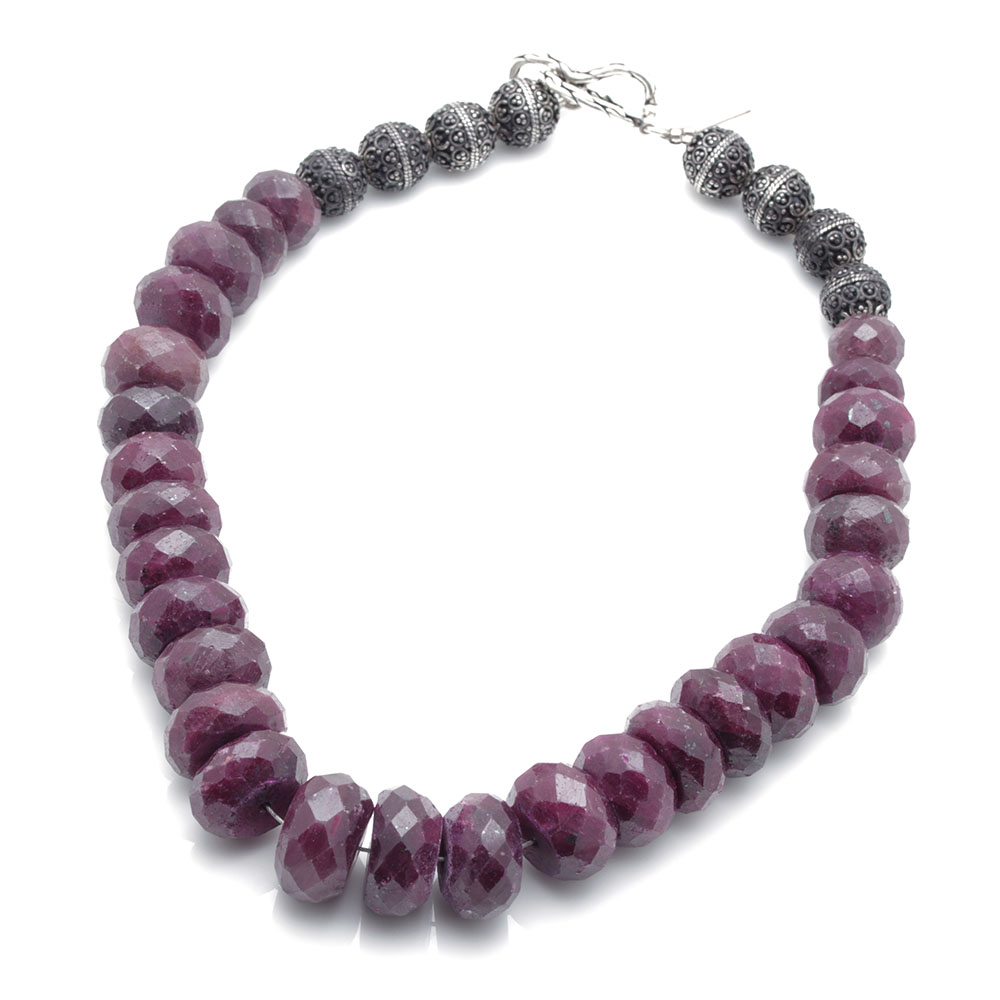 Sterling Silver Faceted Corundum Bead Parure