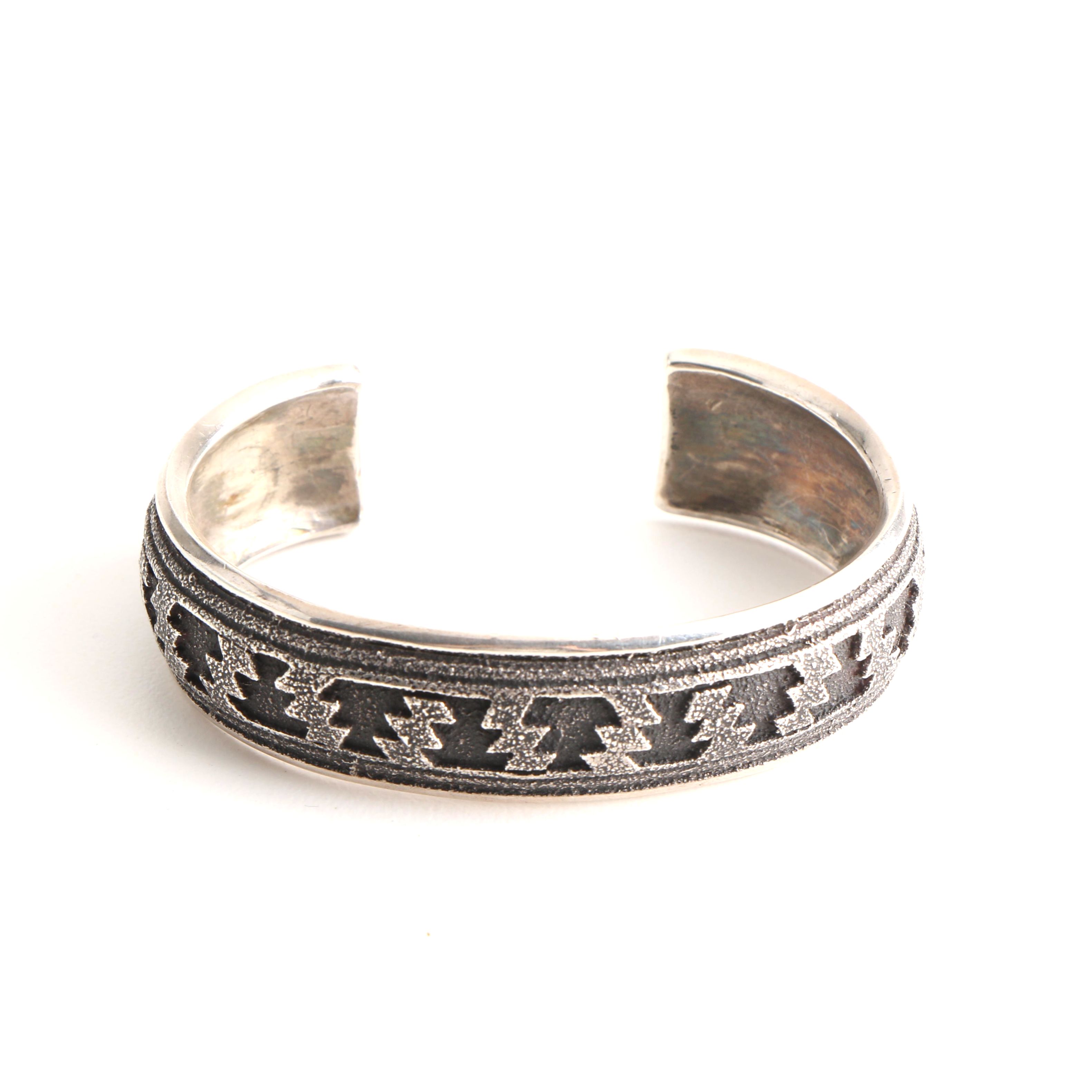 Charlie Singer Sterling Silver Navajo Cuff Bracelet