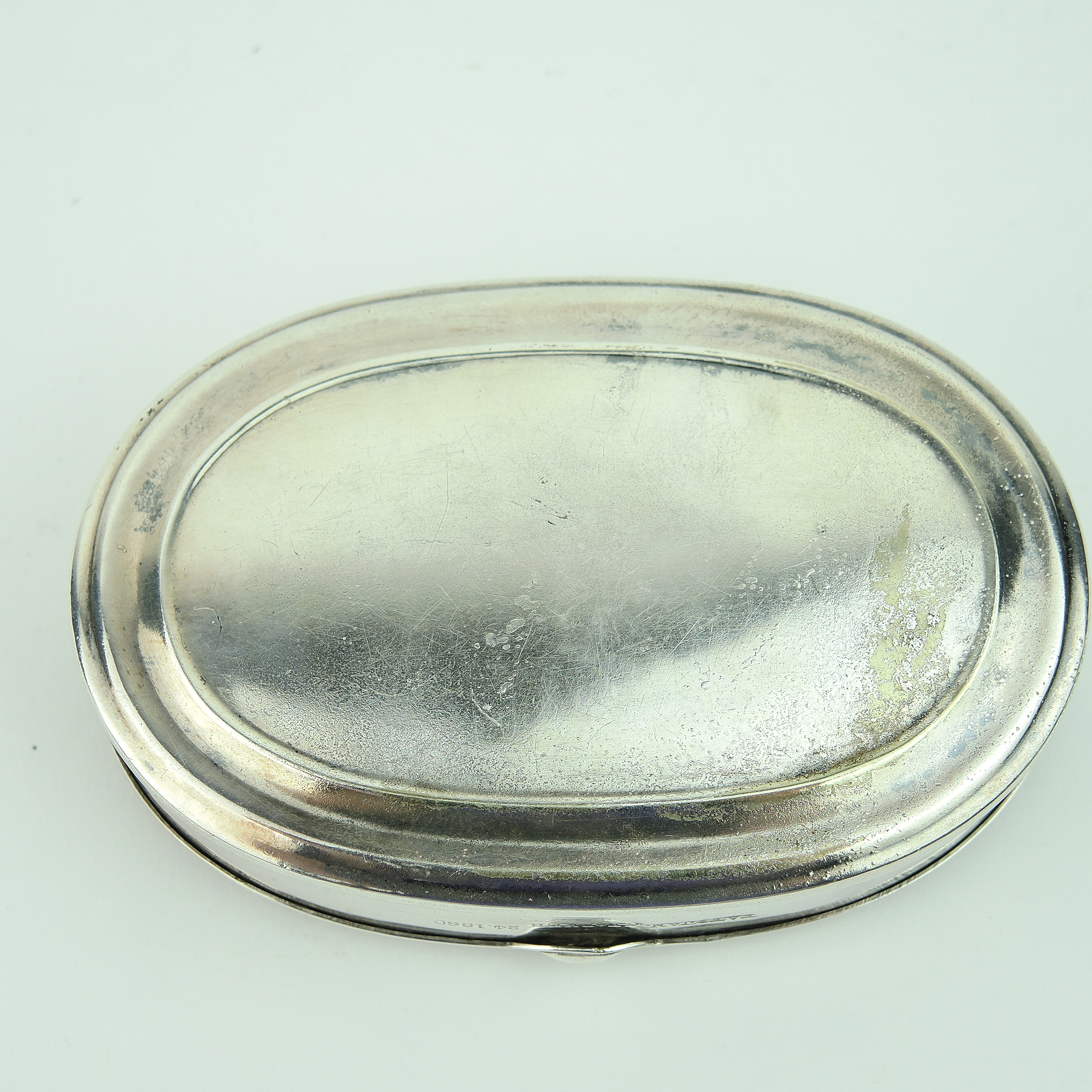 Antique C. Parker Silver Plate Civil War Era Snuff Box