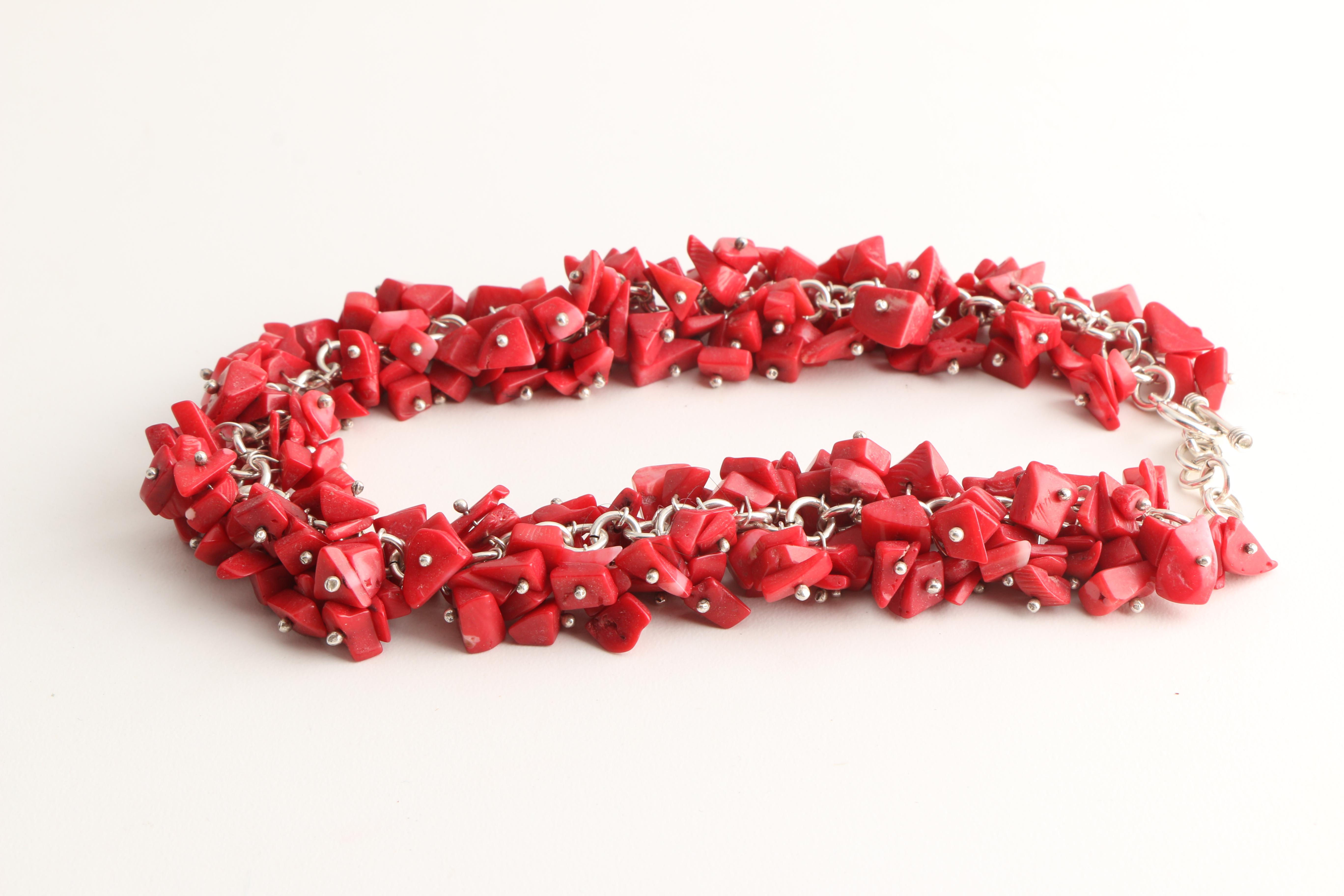 Assortment of Sterling Silver and Dyed Coral Jewelry