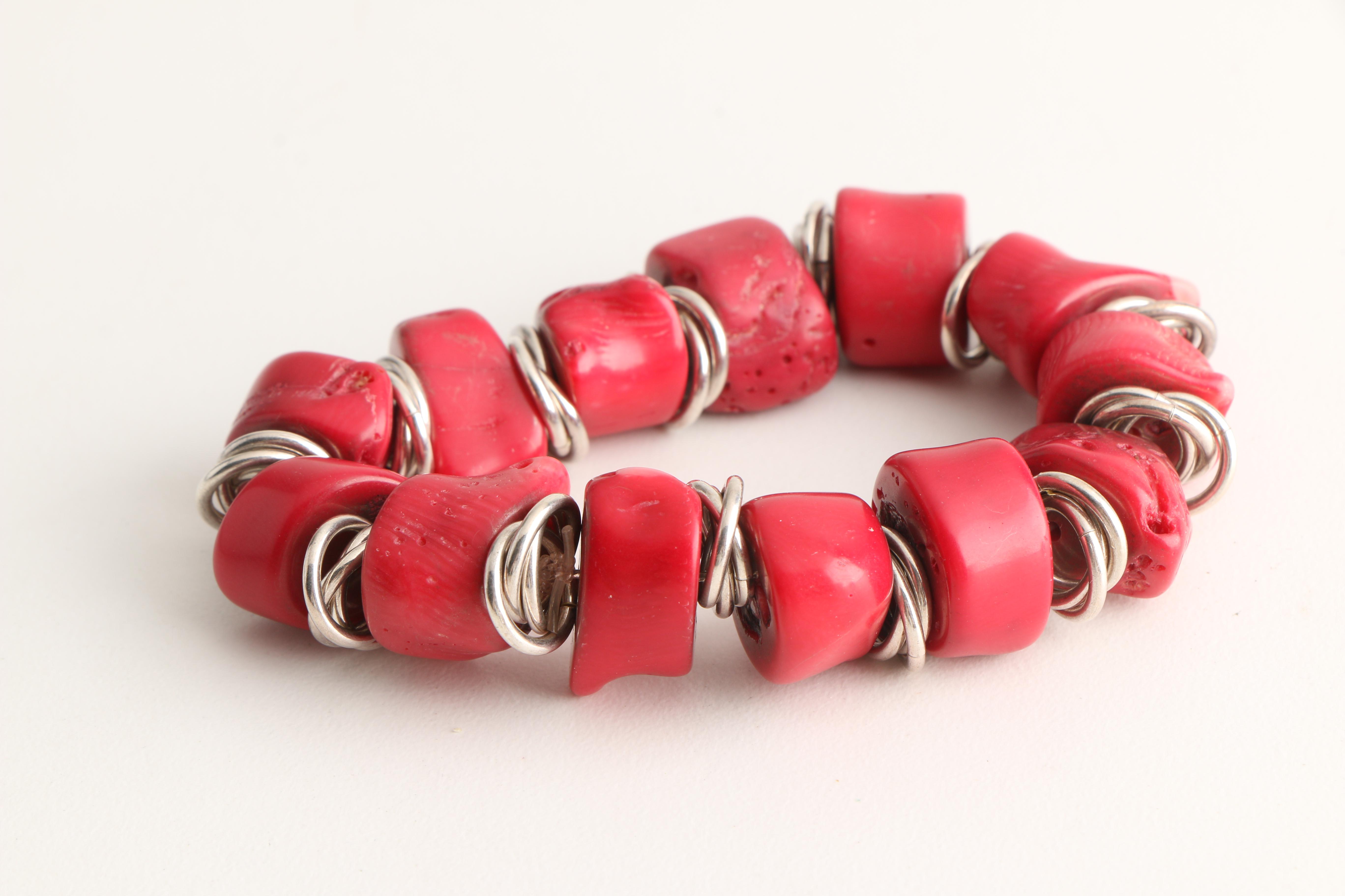 Assortment of Sterling Silver and Dyed Coral Jewelry
