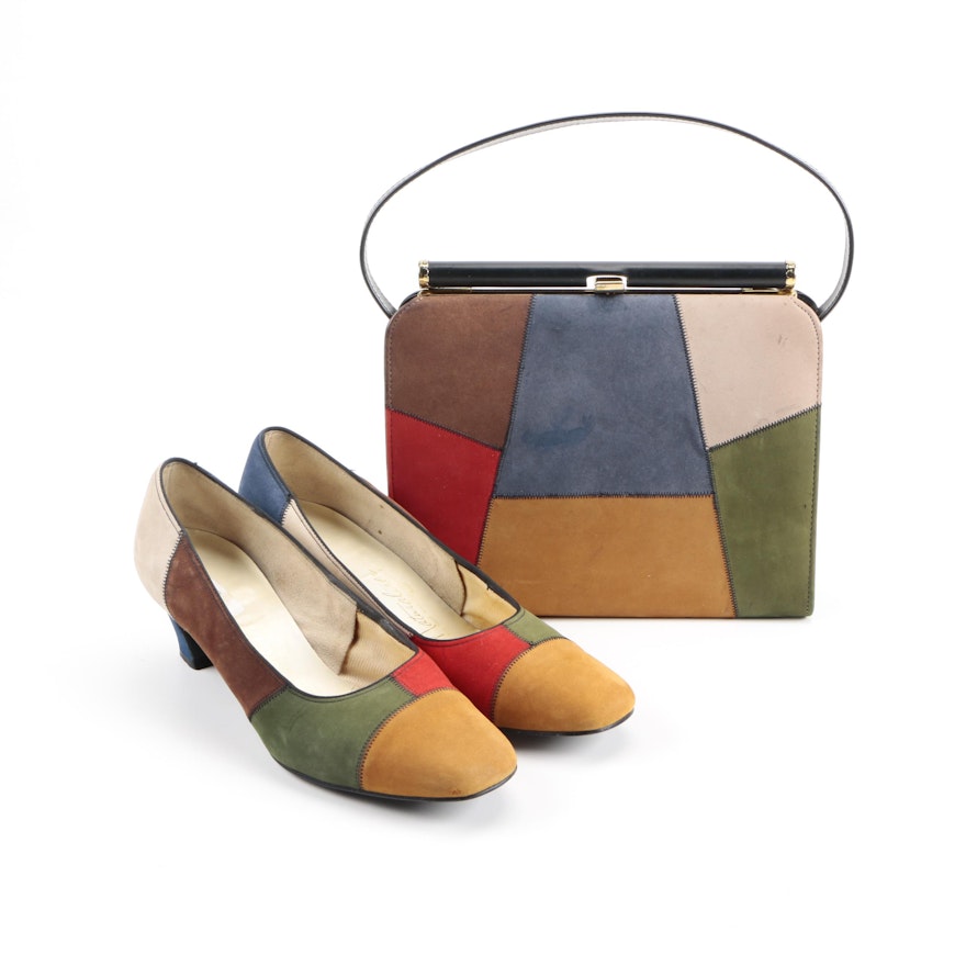 Vintage Naturalizer Matching Heels and Handbag Set