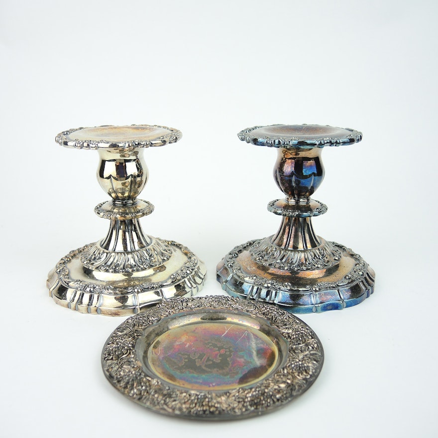 Lunt Silver Plate Console Candleholders