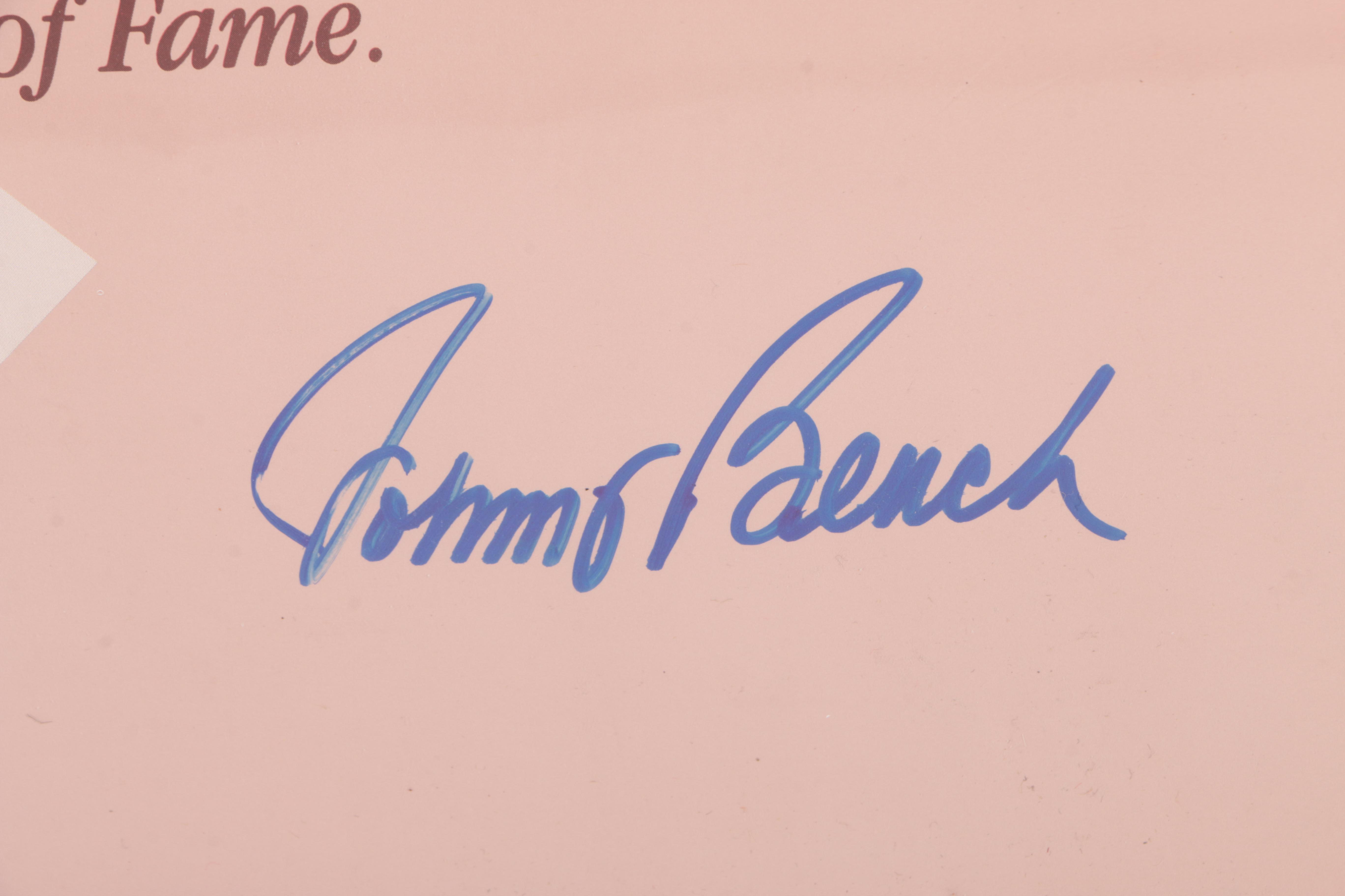 Signed Johnny Bench Poster "It Was In The Cards"