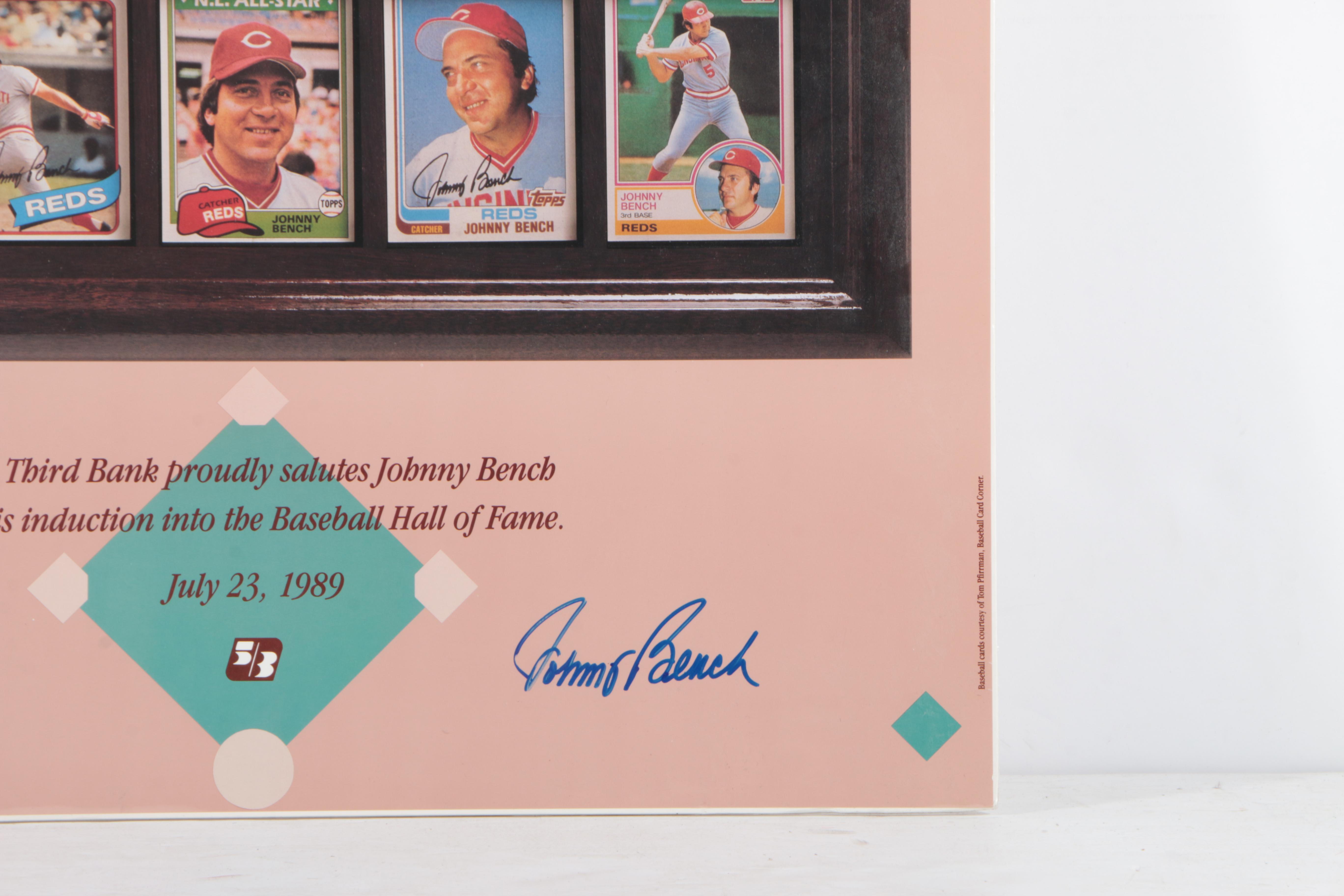 Signed Johnny Bench Poster "It Was In The Cards"