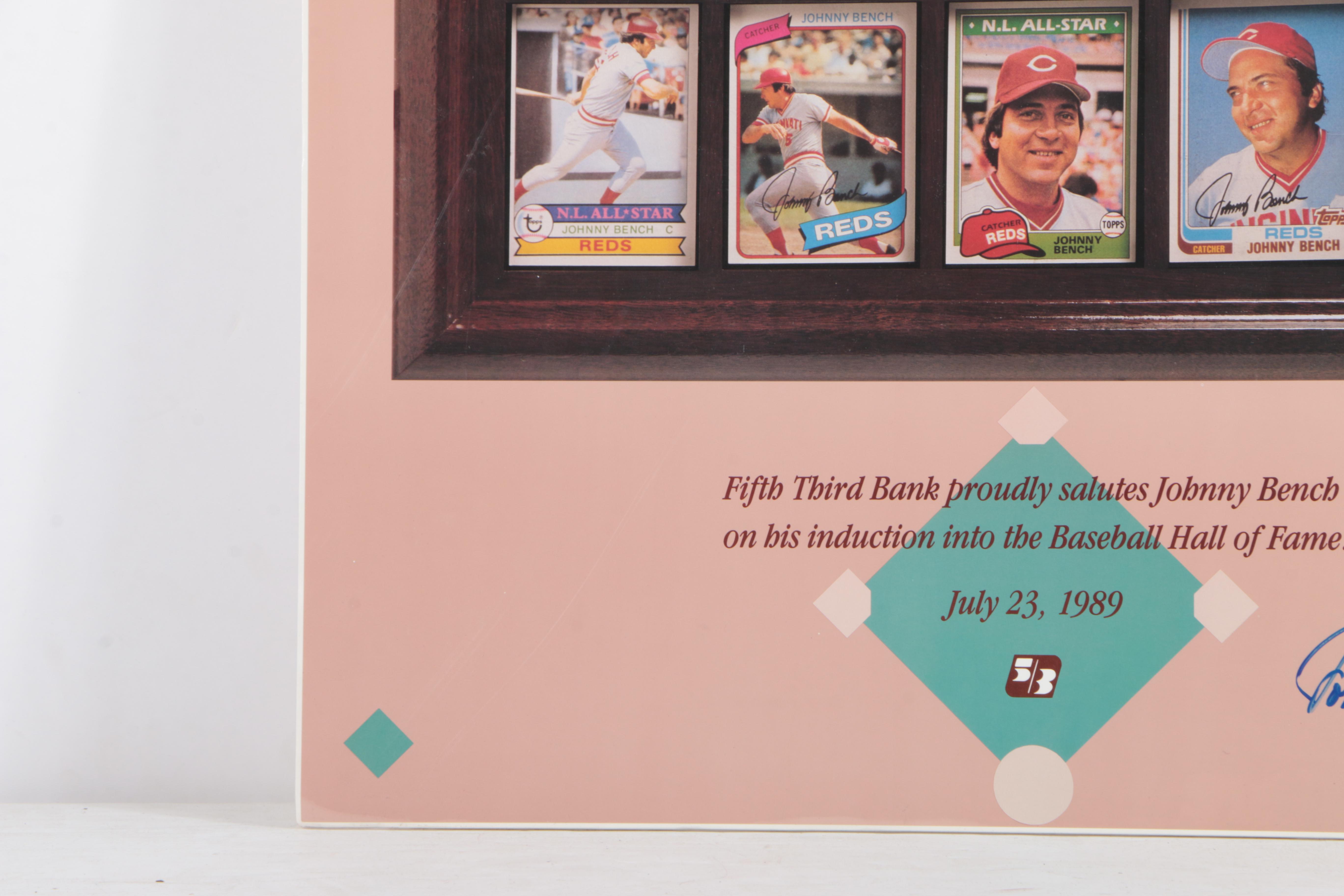 Signed Johnny Bench Poster "It Was In The Cards"