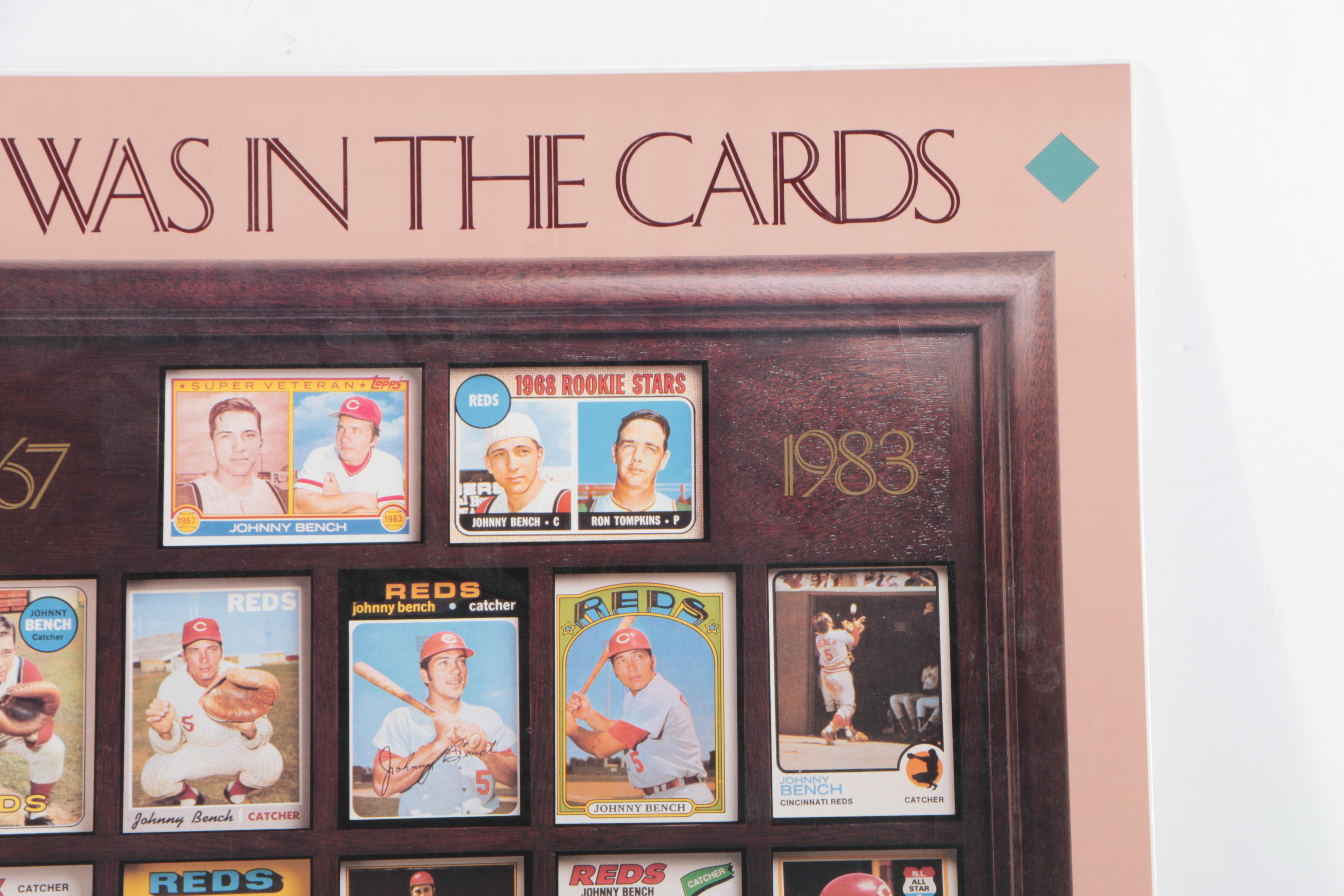 Signed Johnny Bench Poster "It Was In The Cards"