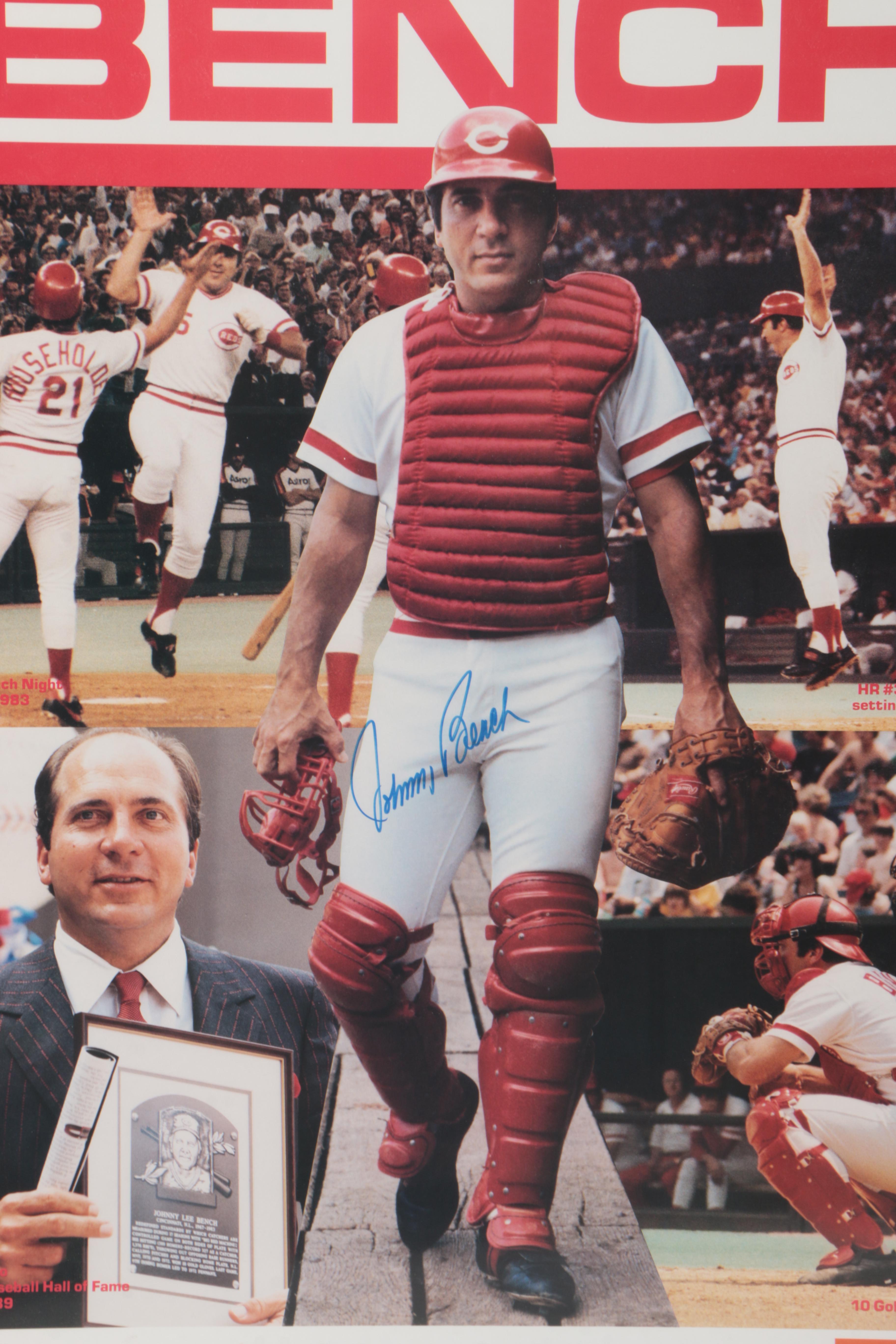Signed Johnny Bench Commemorative Poster