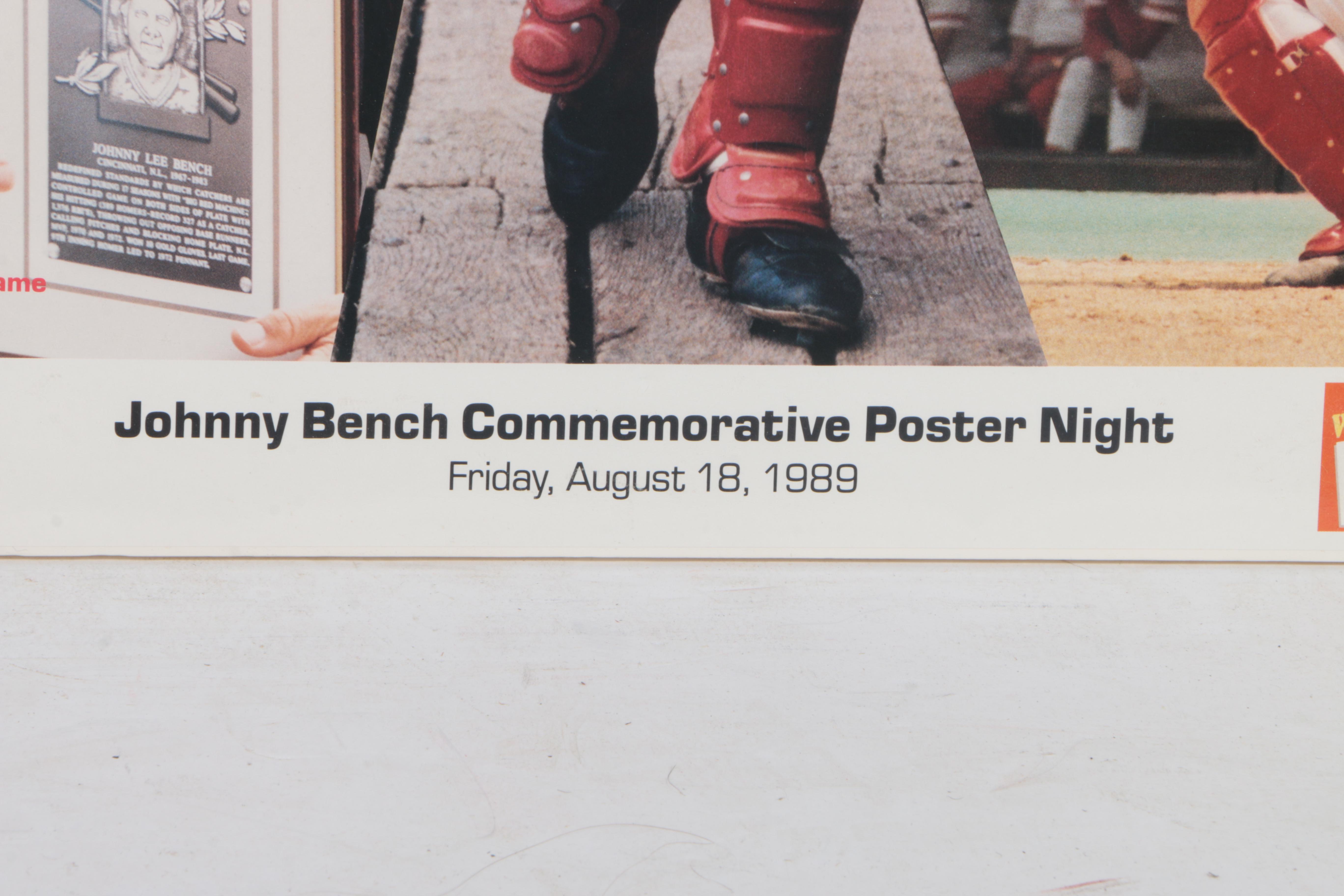 Signed Johnny Bench Commemorative Poster