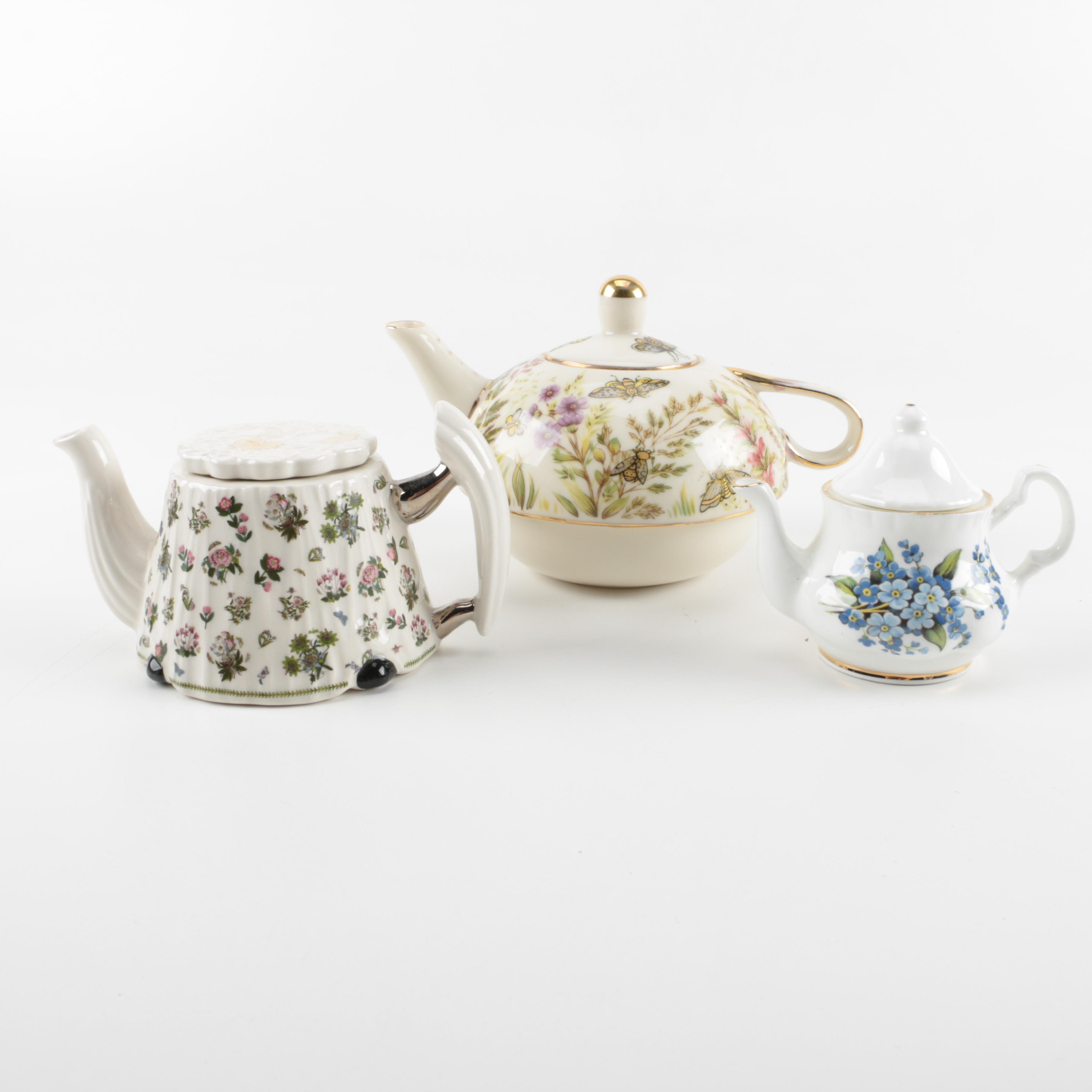 Miniature Porcelain Teapots by Portmeirion, Crown Windsor, and ND Exclusive
