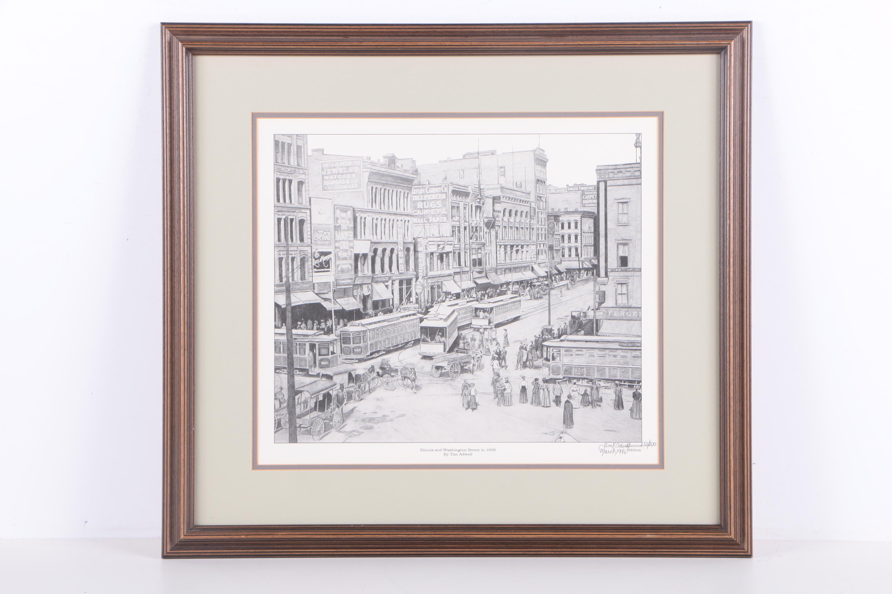 Tim K. Adwell Limited Edition Halftone Reproduction Prints of Street Scenes