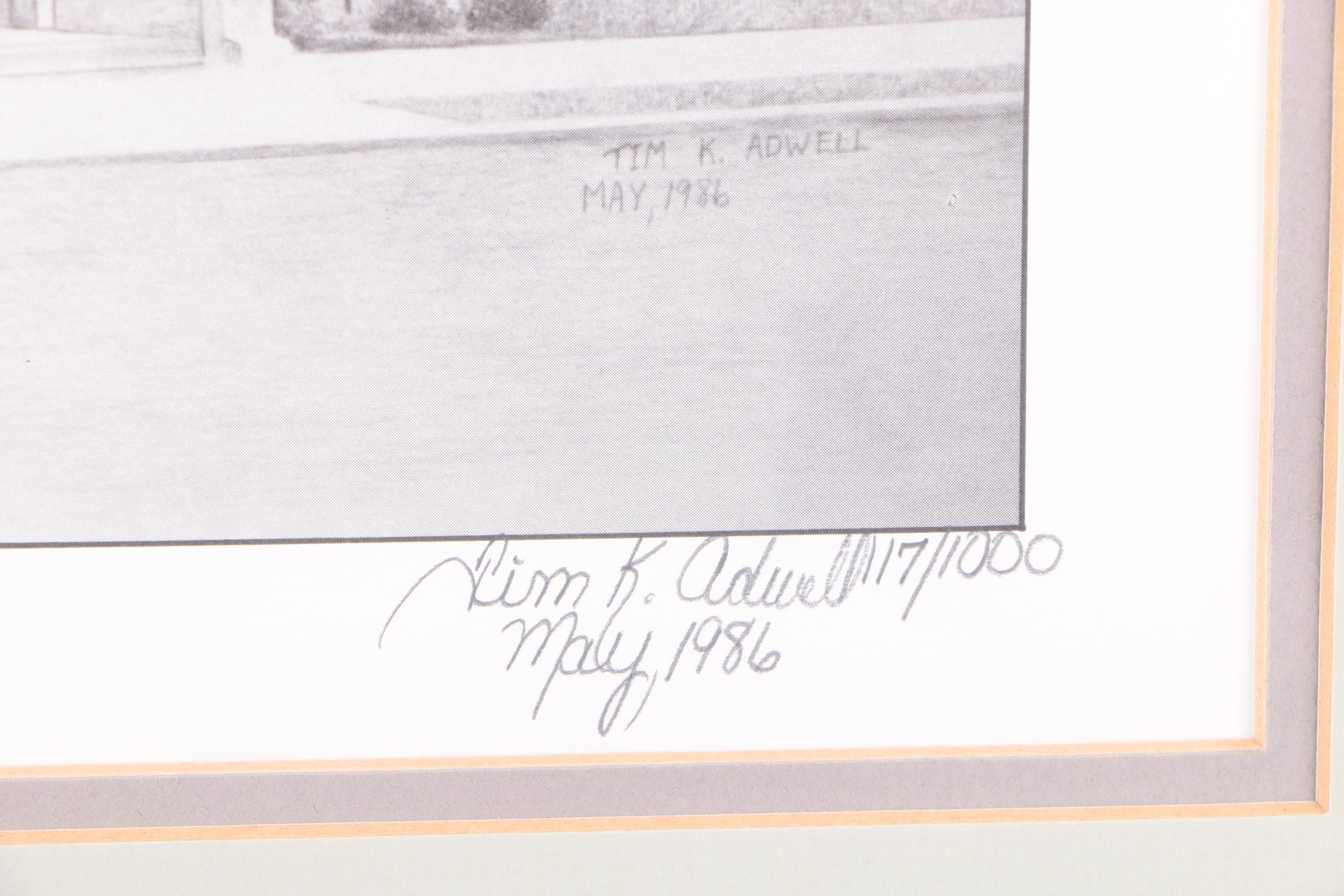 Tim K. Adwell Limited Edition Halftone Reproduction Prints of Street Scenes