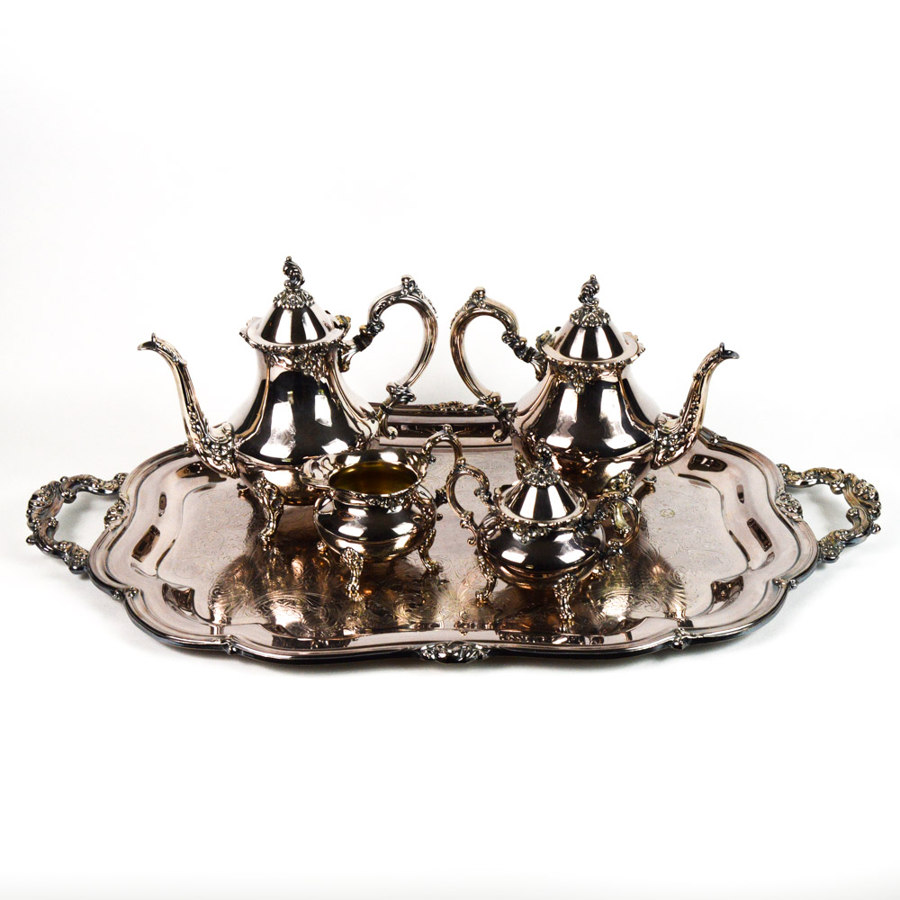 Oneida "Venetian Scroll" Silver Plate Tea and Coffee Service