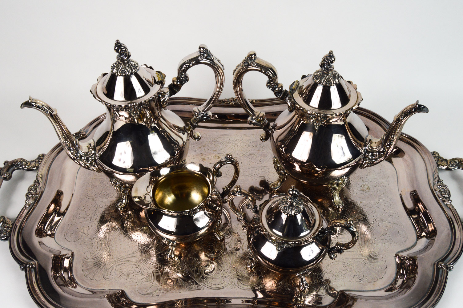 Oneida "Venetian Scroll" Silver Plate Tea and Coffee Service