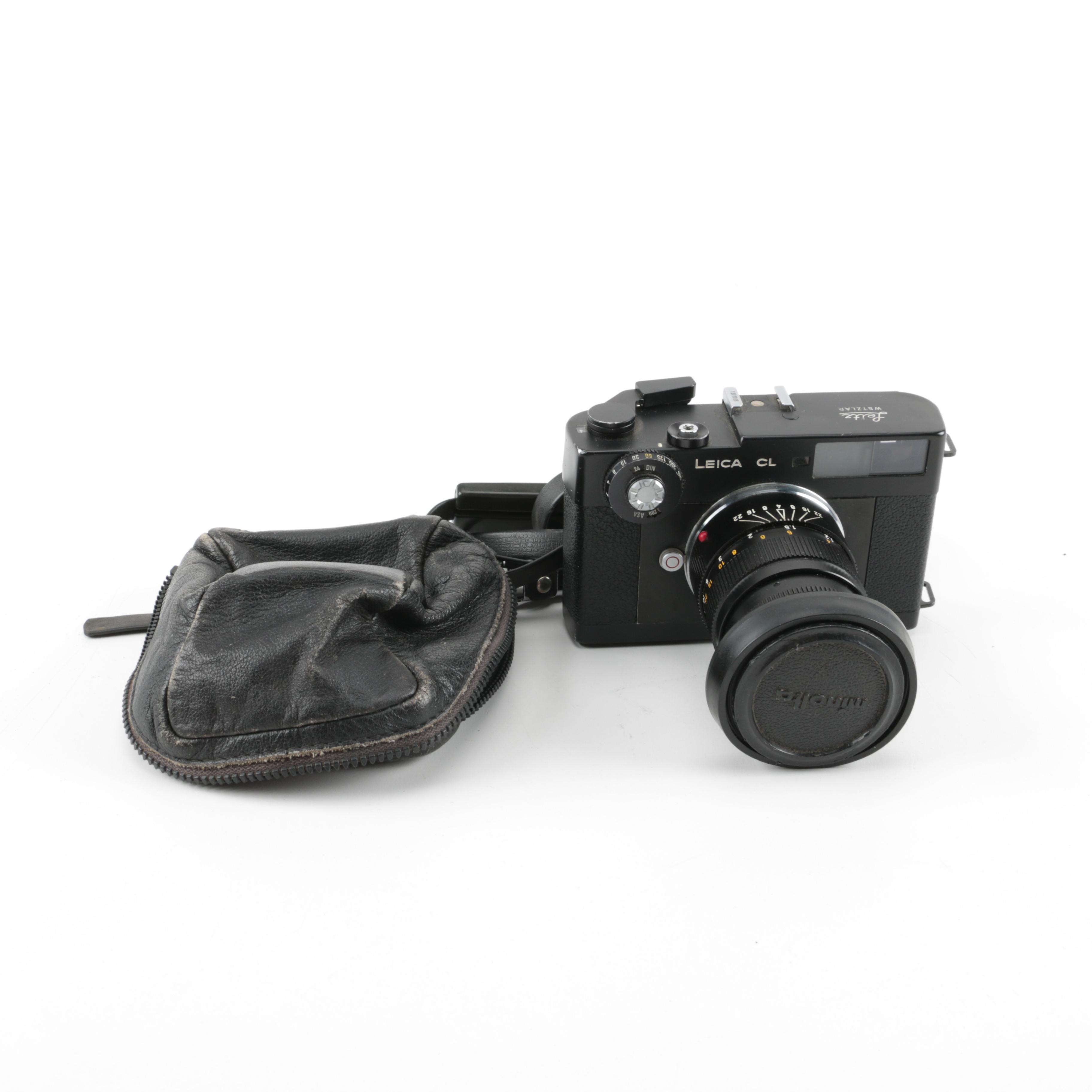 Minolta Leica Camera with Leather Case