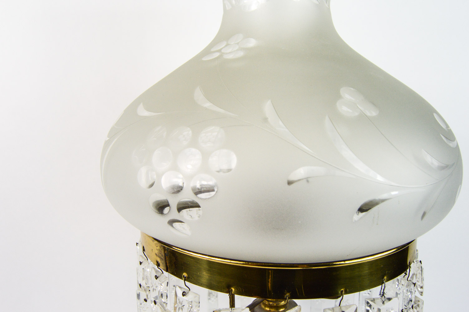 Antique Astral Table Lamp with Cut Crystal Lustres