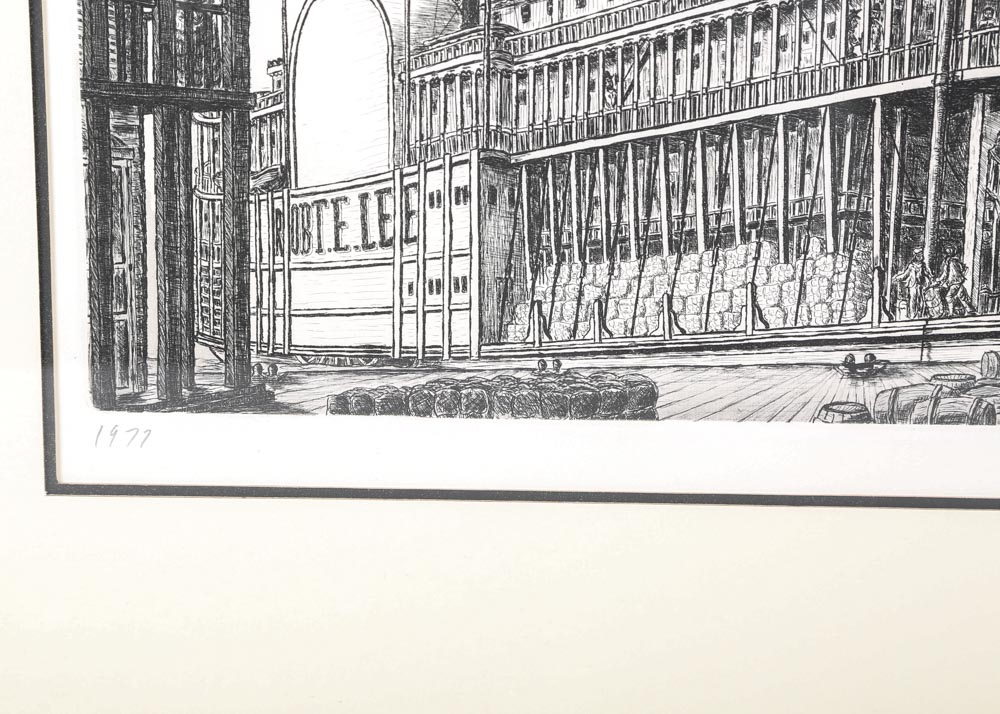 Alan Jay Gaines Etching "The River Steamboat Robert E. Lee"