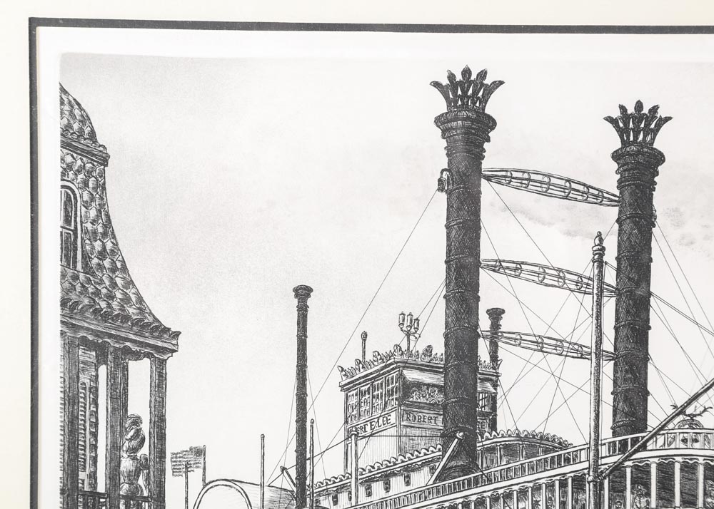 Alan Jay Gaines Etching "The River Steamboat Robert E. Lee"
