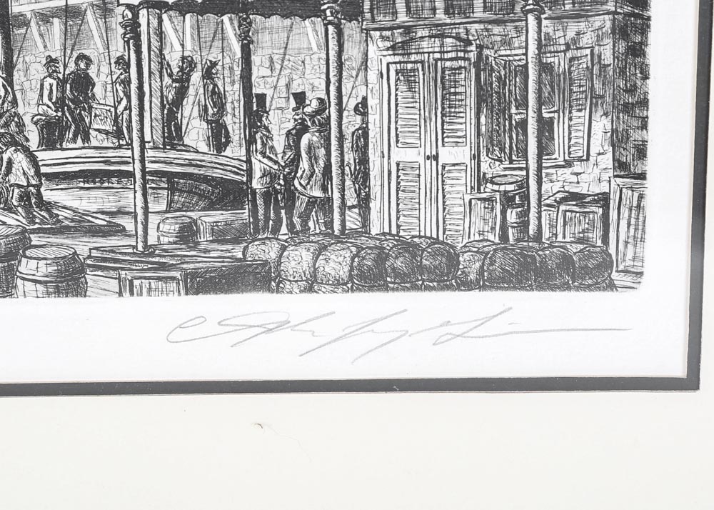Alan Jay Gaines Etching "The River Steamboat Robert E. Lee"