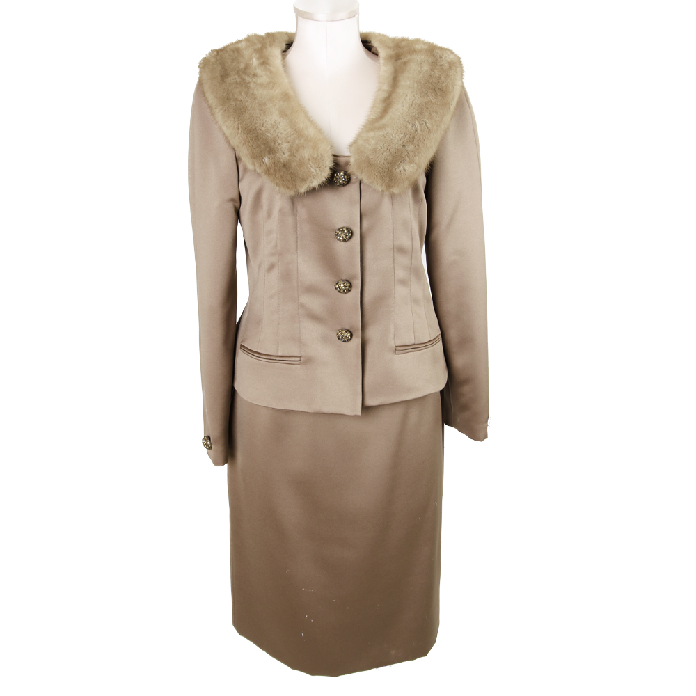 Vintage Victor Costa by Nahdree Brown Women's Skirt Suit