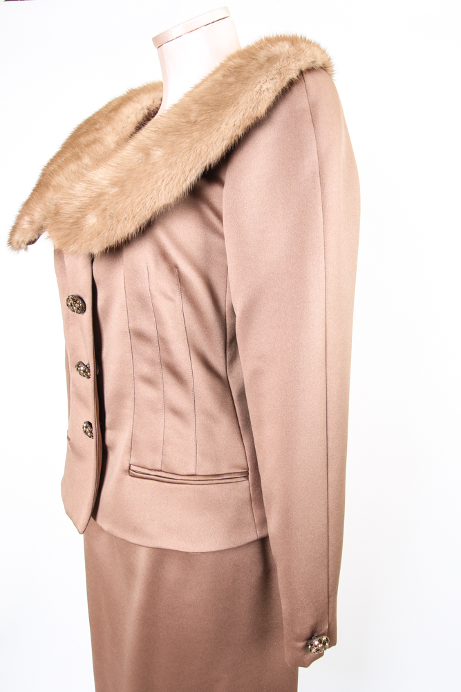 Vintage Victor Costa by Nahdree Brown Women's Skirt Suit